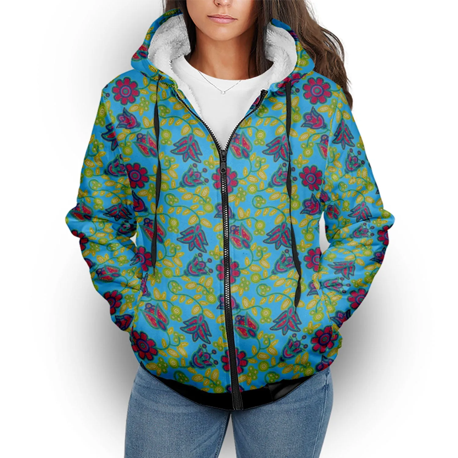 Beaded Nouveau Lime Sherpa Hoodie
