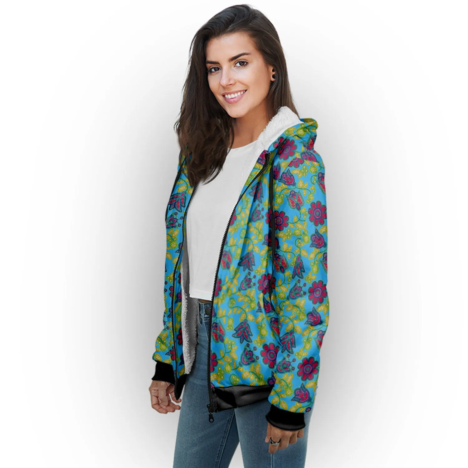 Beaded Nouveau Lime Sherpa Hoodie