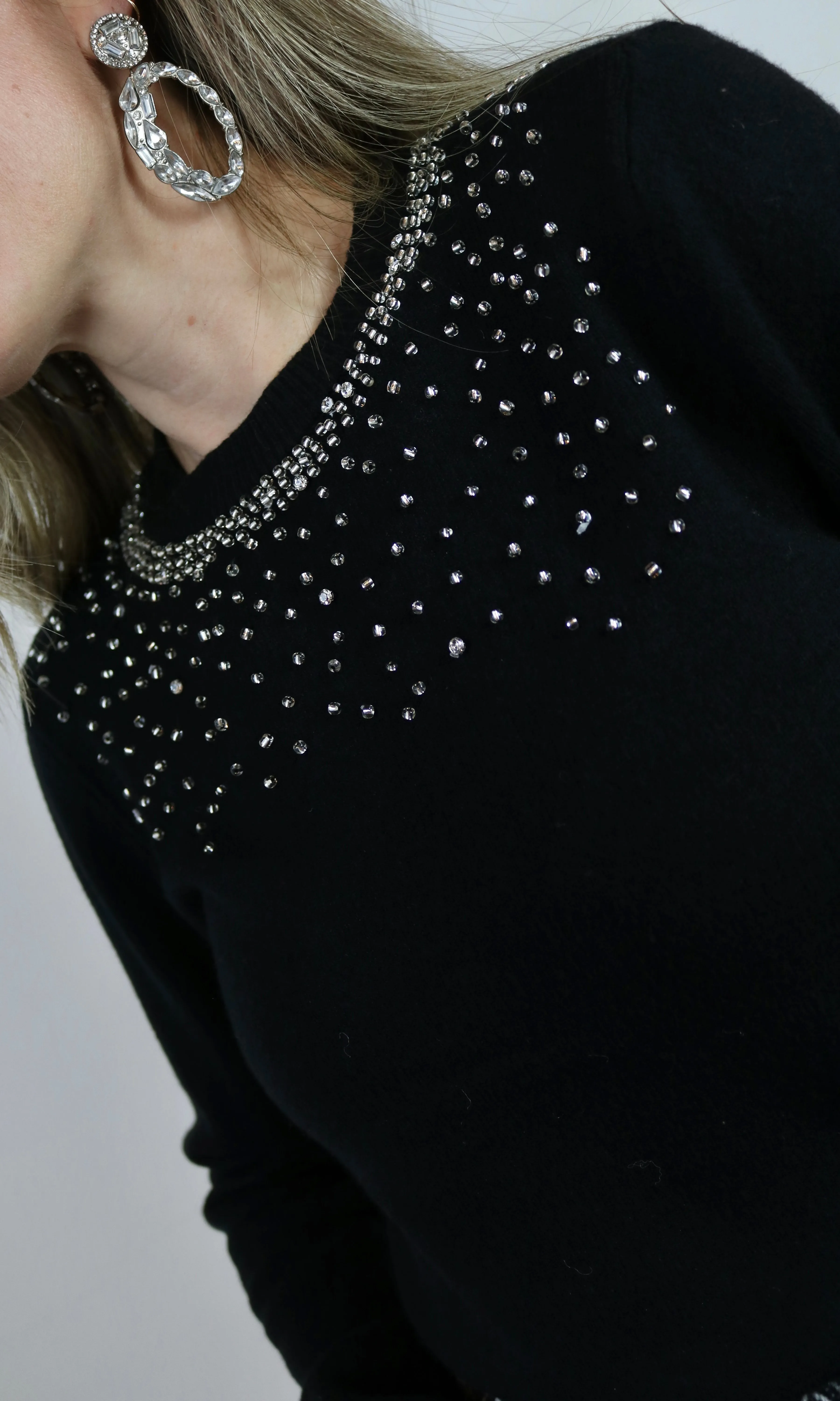 Black Stud Neck Sweater