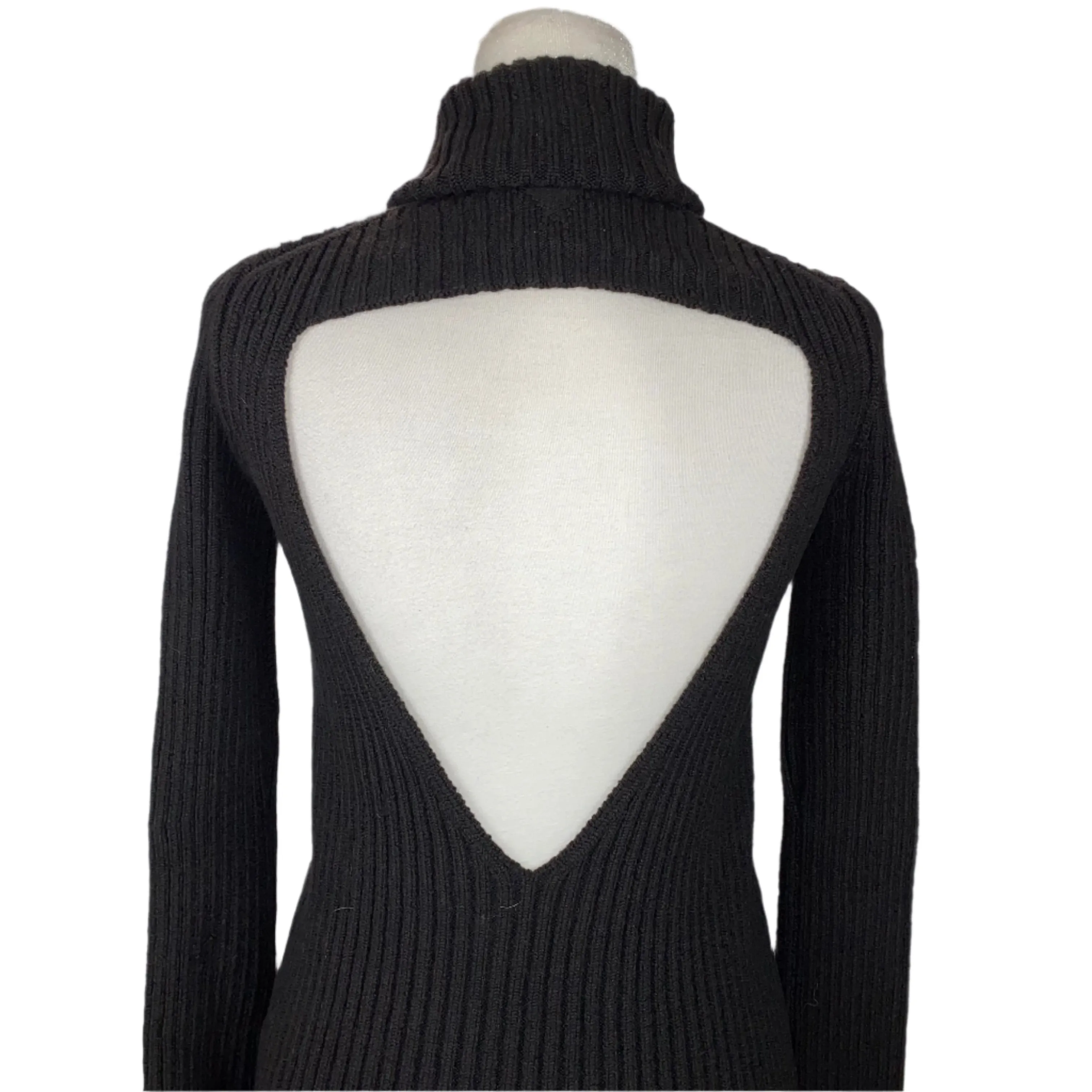 Bottega Veneta £725  Black Thick Rib Polo Neck Cutaway Sweater M