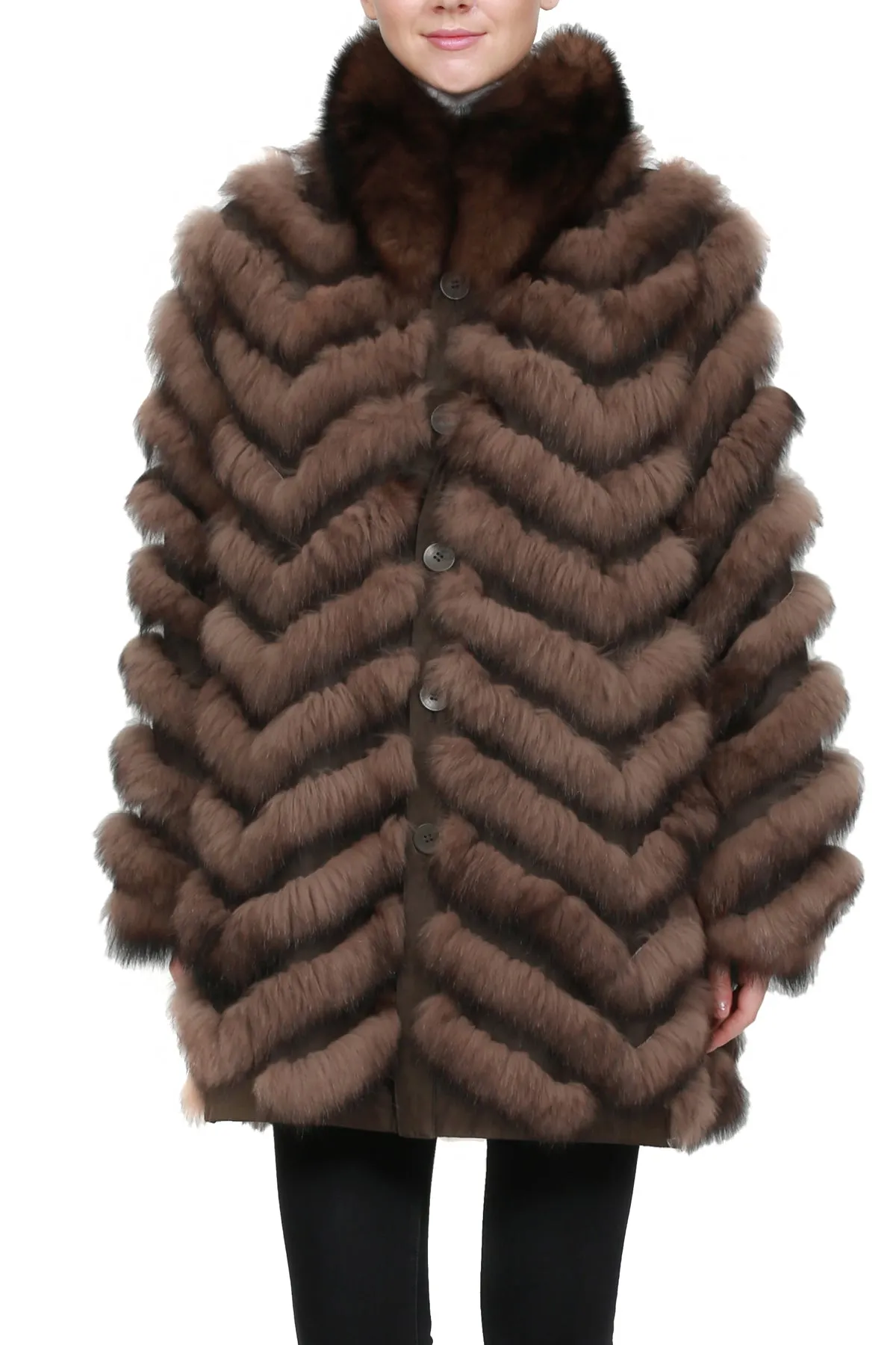 BROADWAY - Lightweight Chevron Fox Reversible Microfabric Jacket