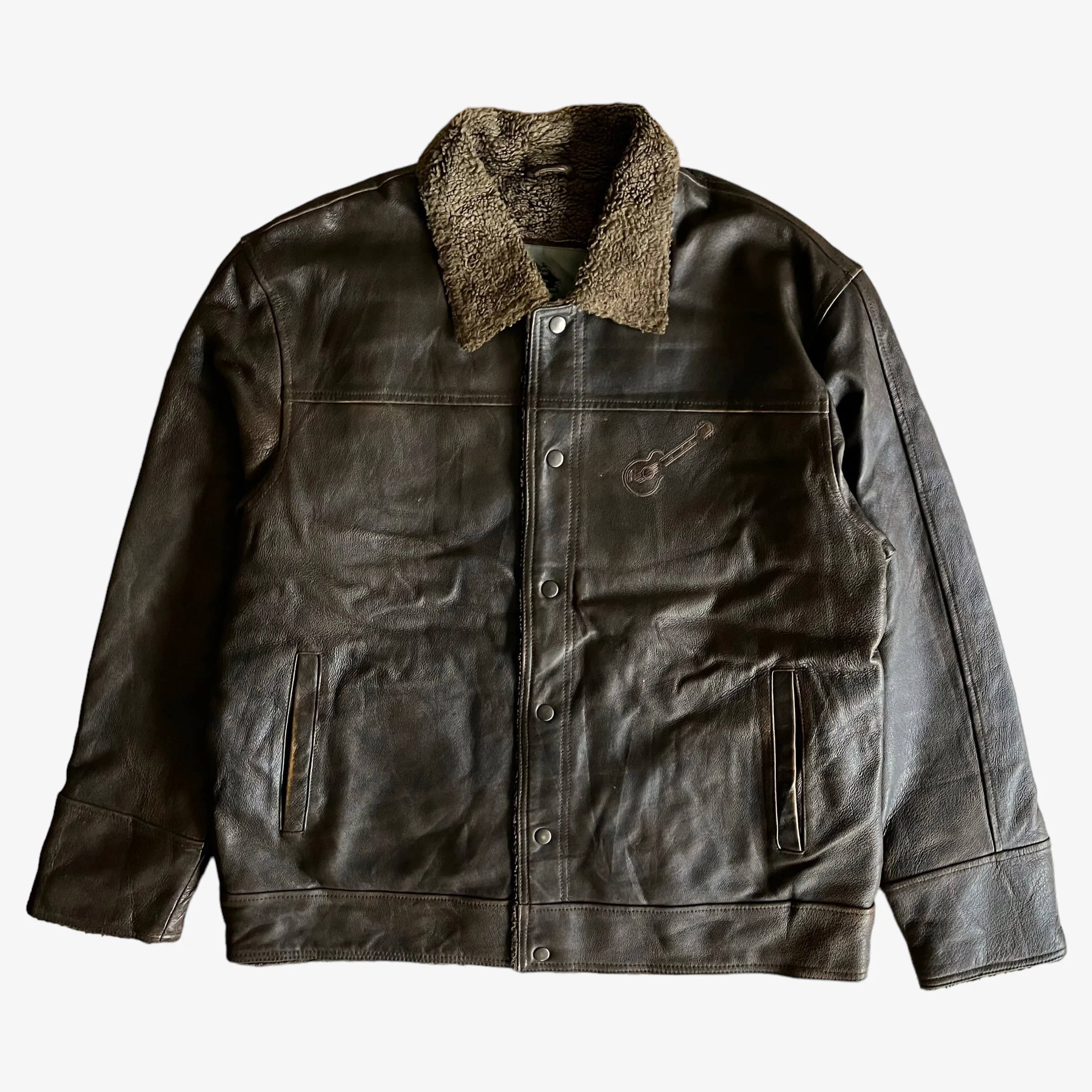 Burk's Bay Guitar Embroidered Leather Jacket