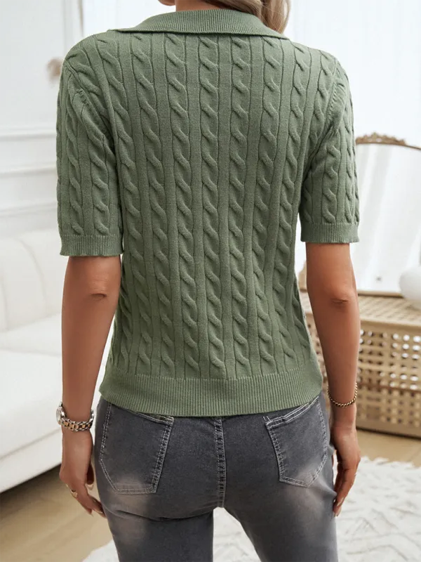 Cable Knit Top Sweater Polo for Women
