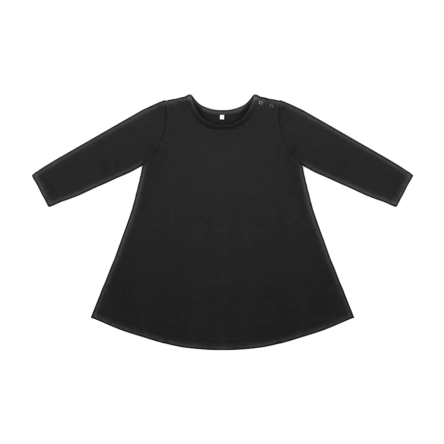 Caley Organic Cotton Long Sleeve Jersey Dress (Black)