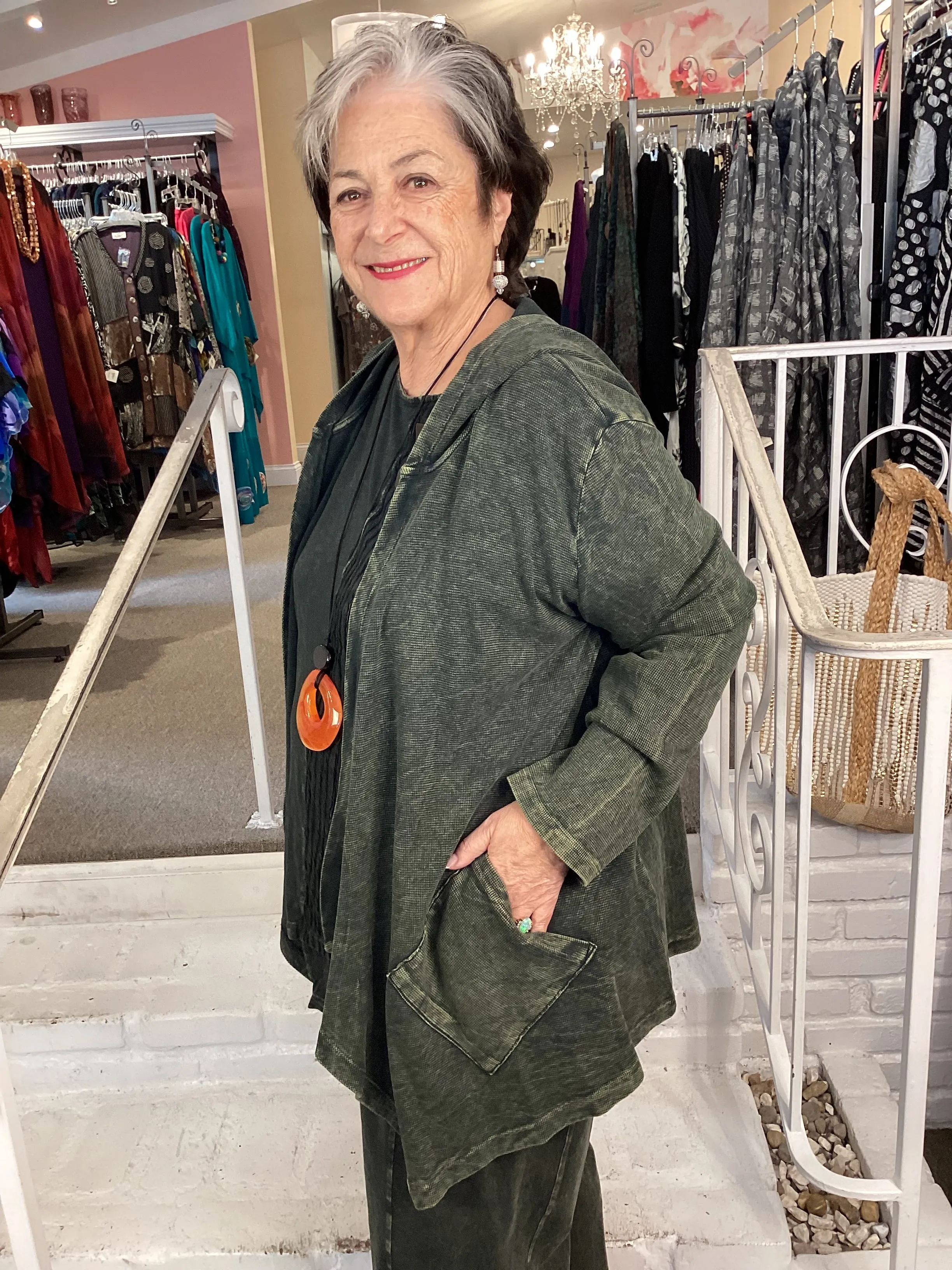 CASCADING HOODED CARDI-FORREST