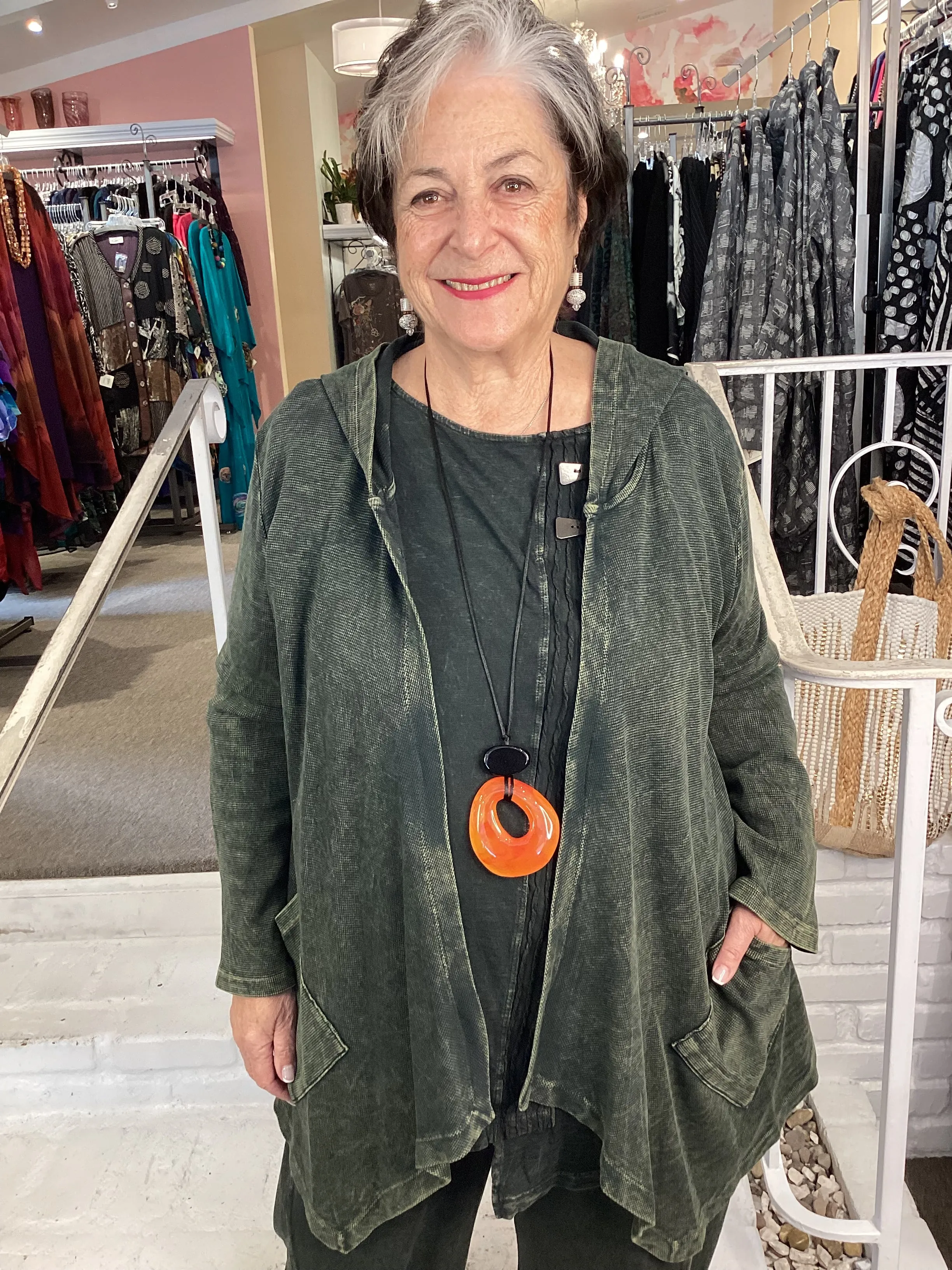 CASCADING HOODED CARDI-FORREST