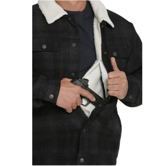 Cinch® Men's Black Plaid Conceal Carry Wool Trucker Jacket MWJ1074004