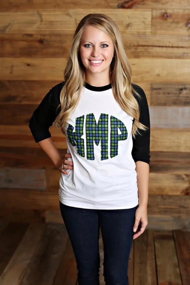 Circle Block Fabric Monogrammed Baseball tee