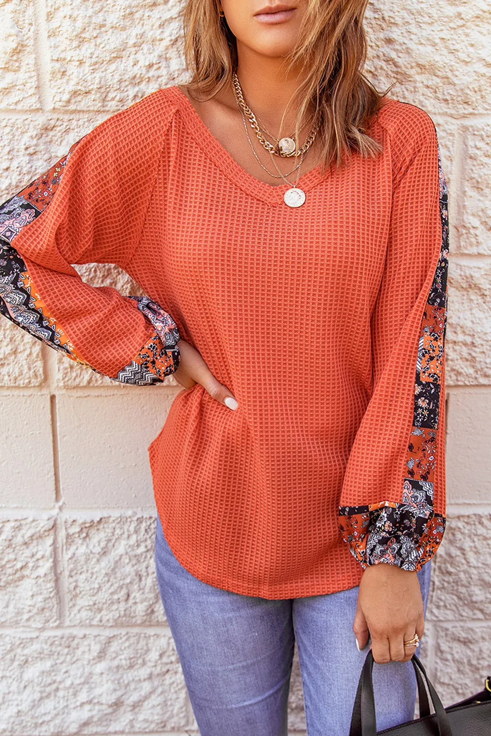 Contrast Eyelet Thermal Knit Top