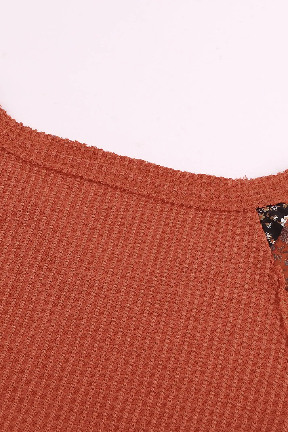 Contrast Eyelet Thermal Knit Top