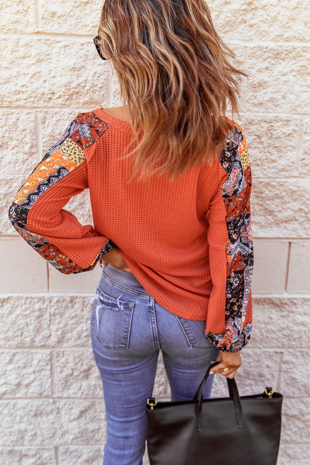 Contrast Eyelet Thermal Knit Top