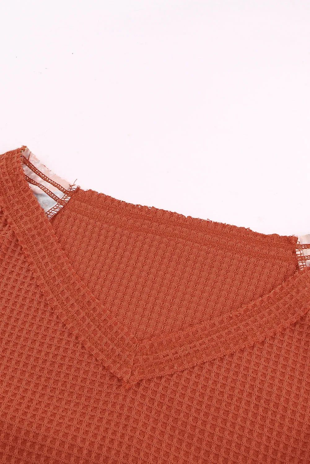 Contrast Eyelet Thermal Knit Top