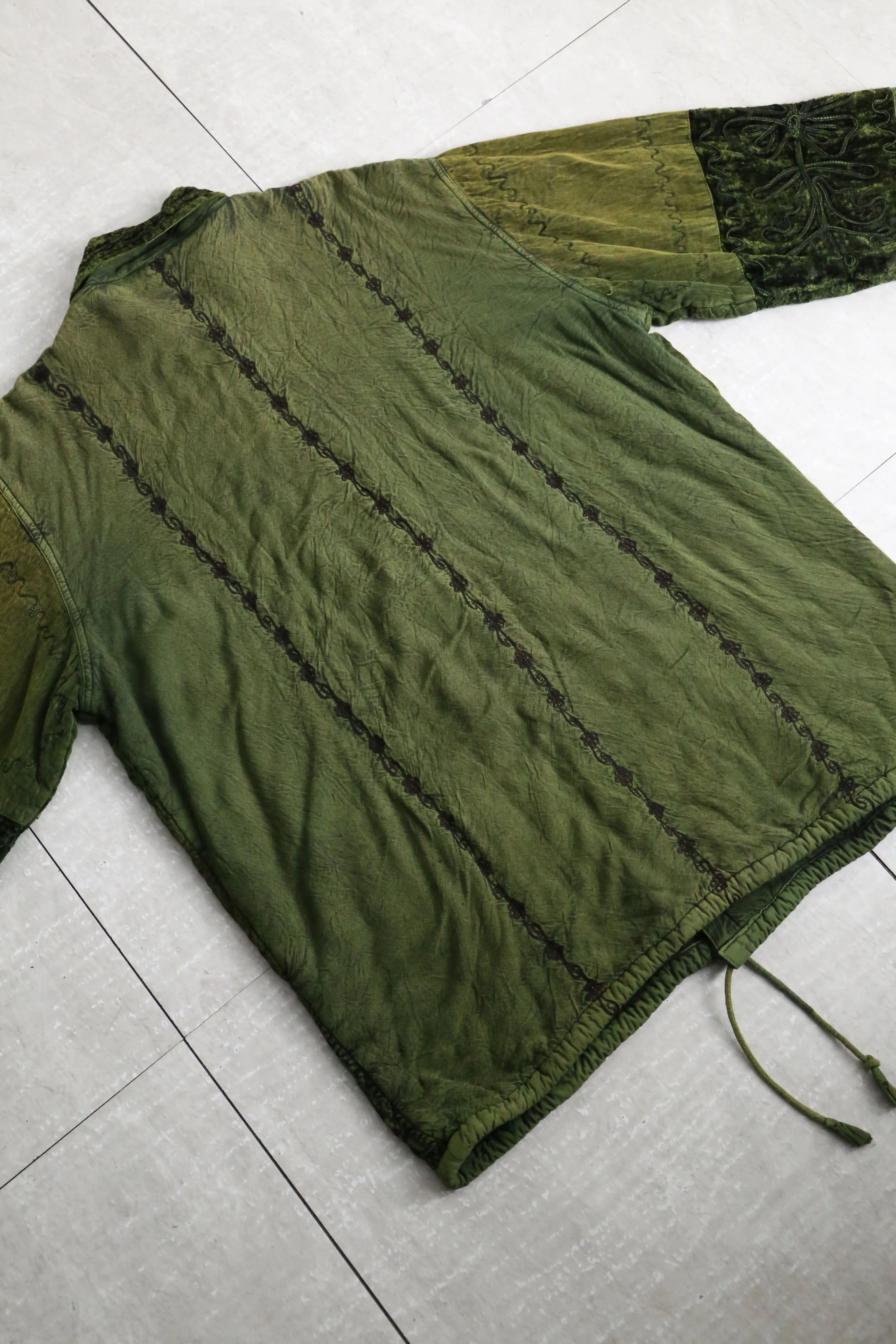 dark green wrinkle design jacket