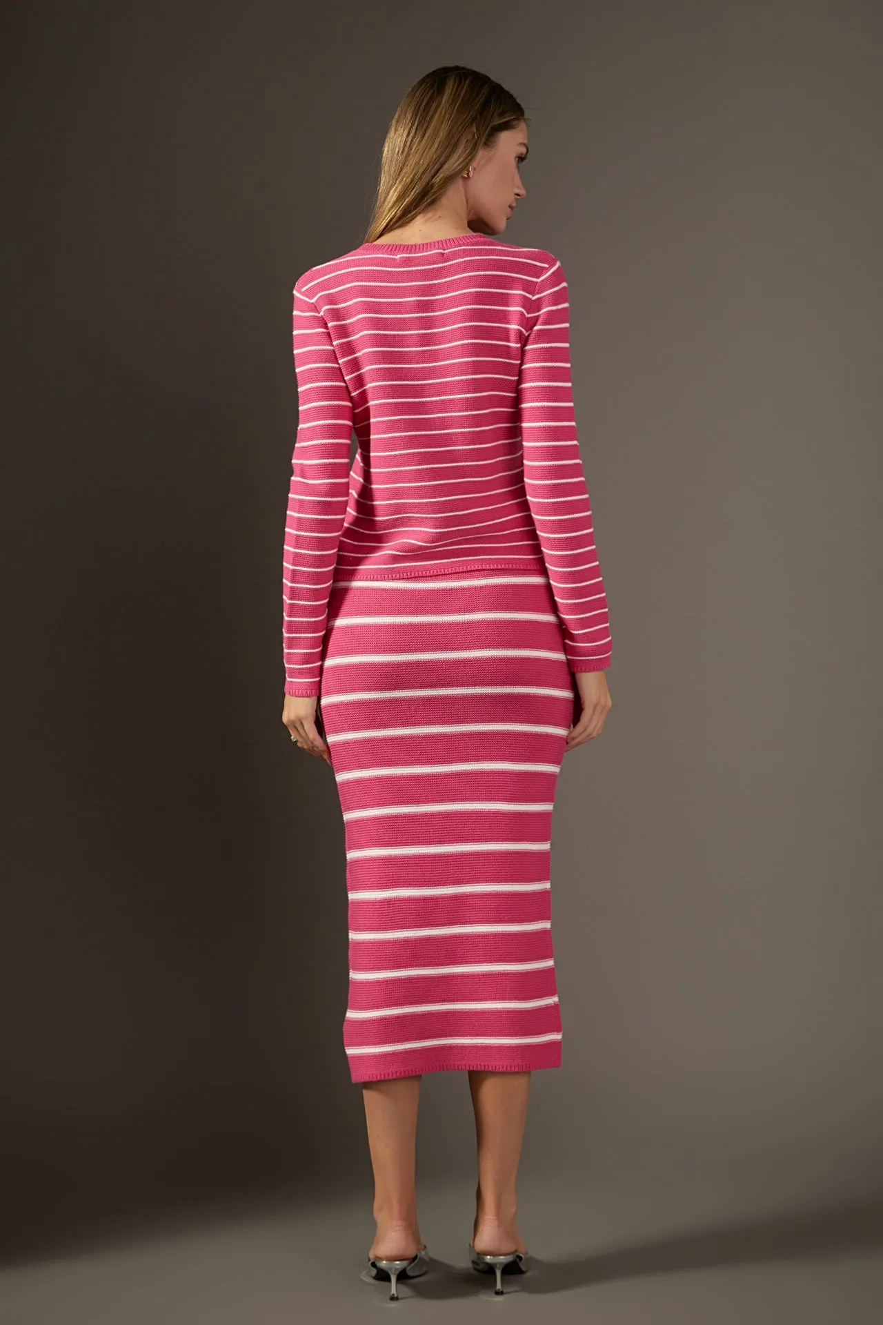 English Factory - Stripe Knit Midi Skirt