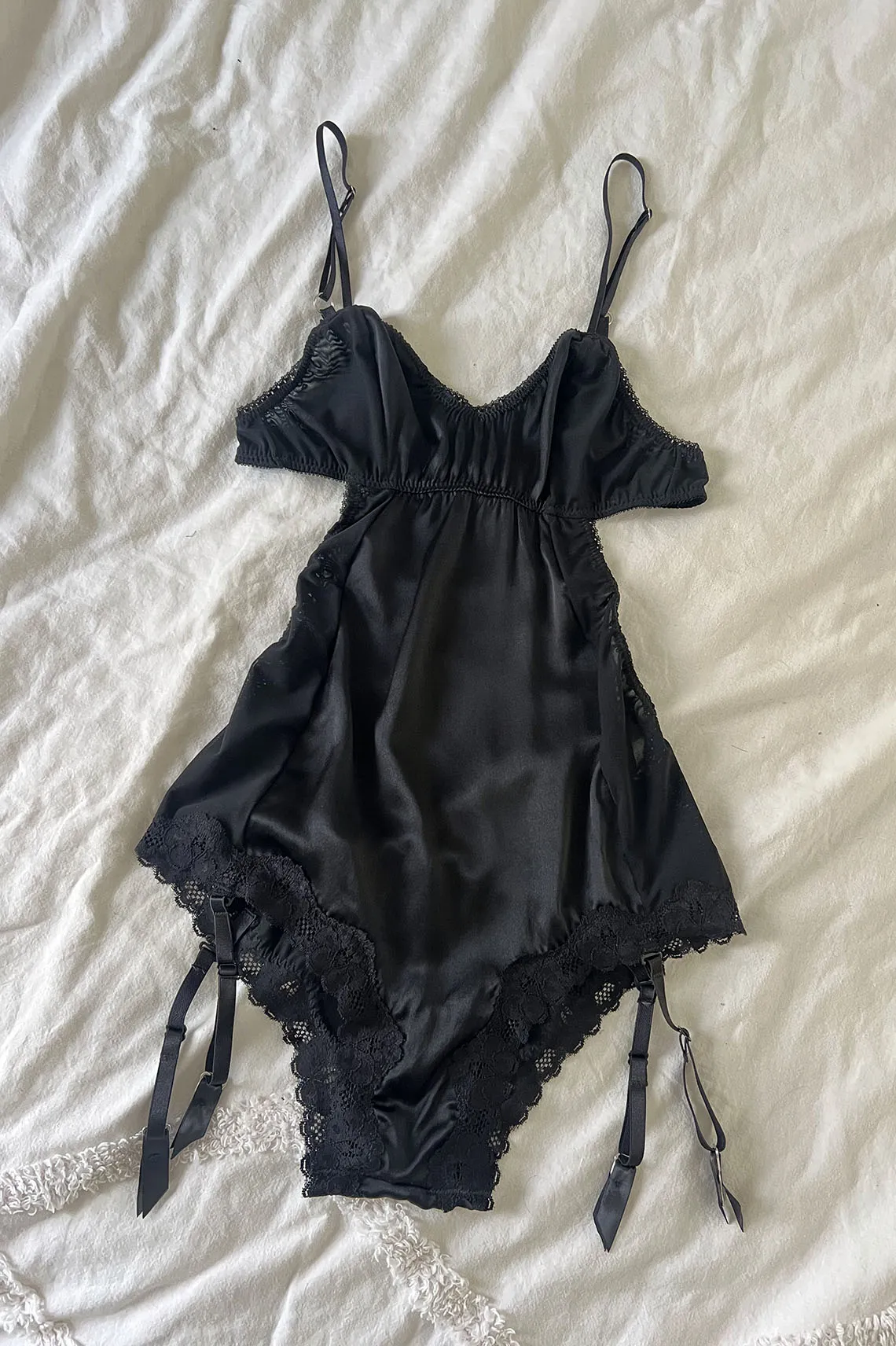 Eternal Daze Bodysuit in Black Silk Charmeuse