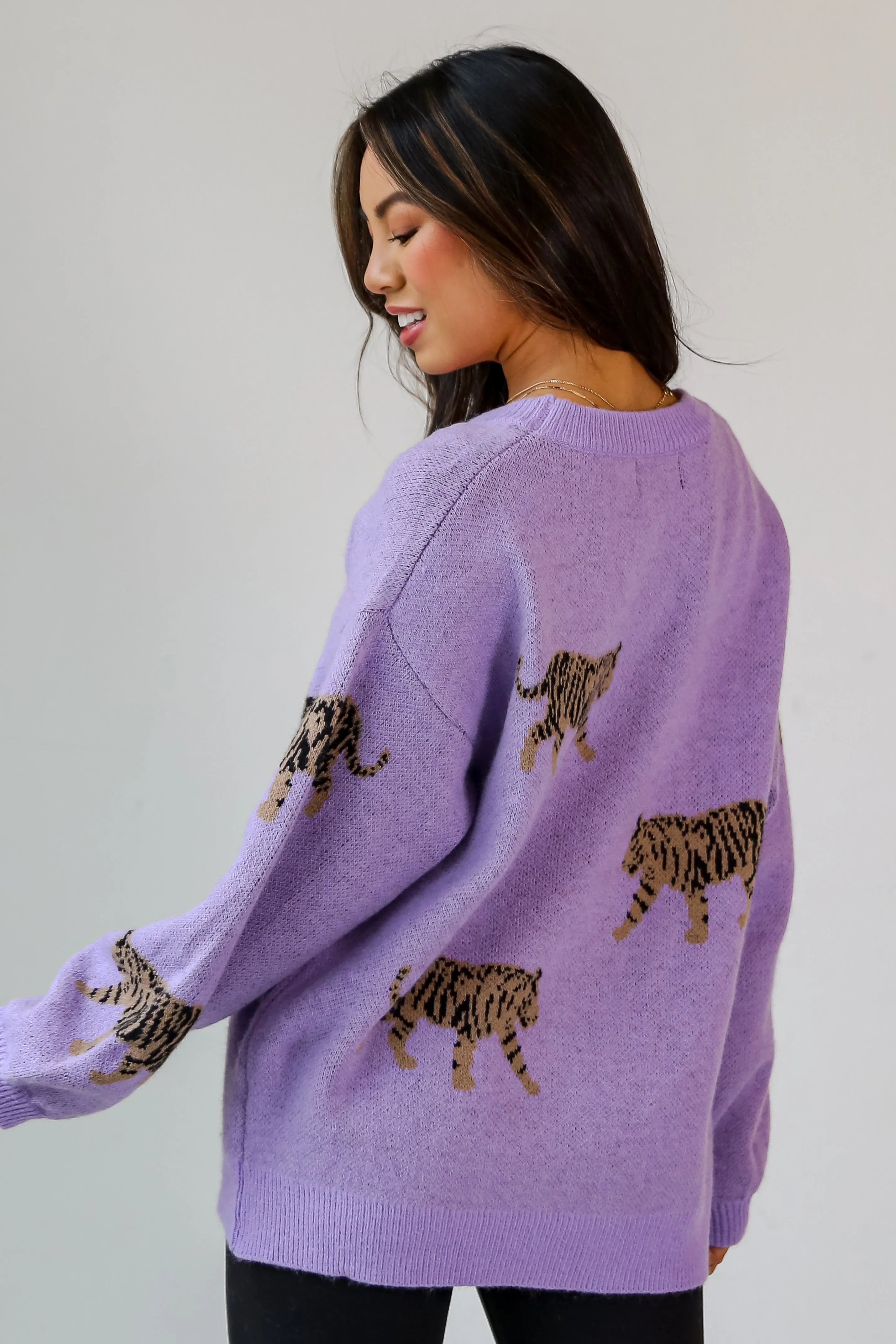 FINAL SALE - Tame My Heart Lavender Tiger Oversized Sweater