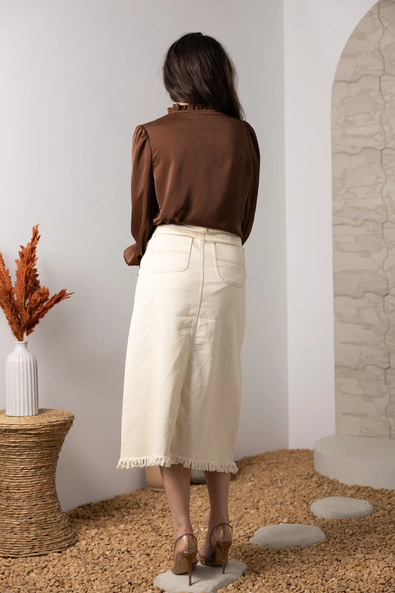 Fray Hem Denim Skirt