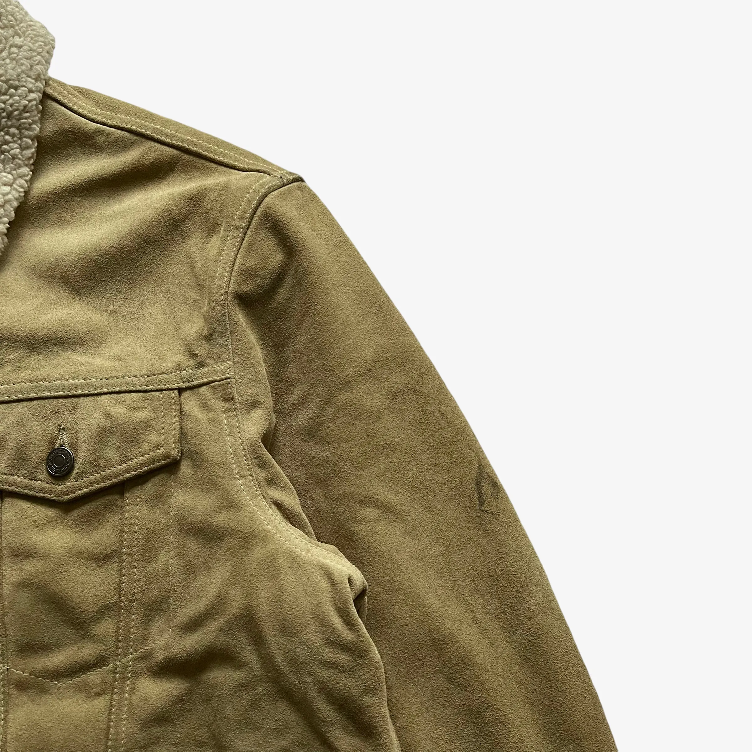 GAP Leather Trucker Jacket With Sherpa Lining