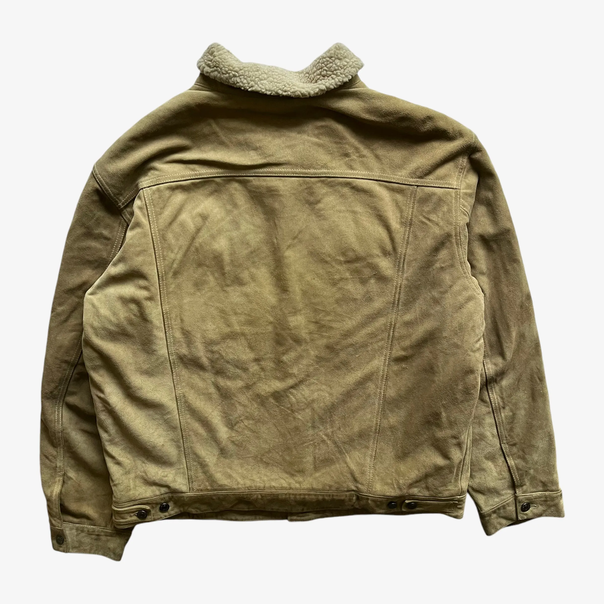GAP Leather Trucker Jacket With Sherpa Lining