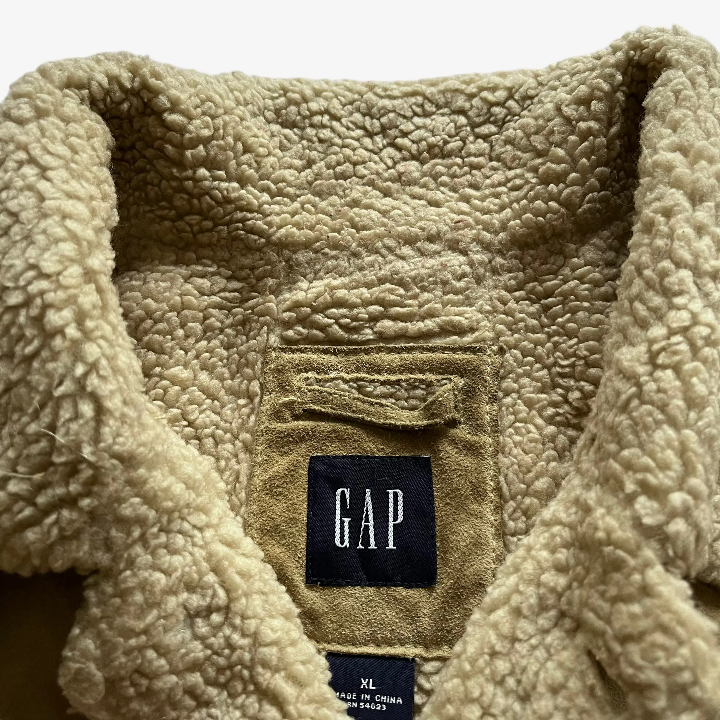 GAP Leather Trucker Jacket With Sherpa Lining