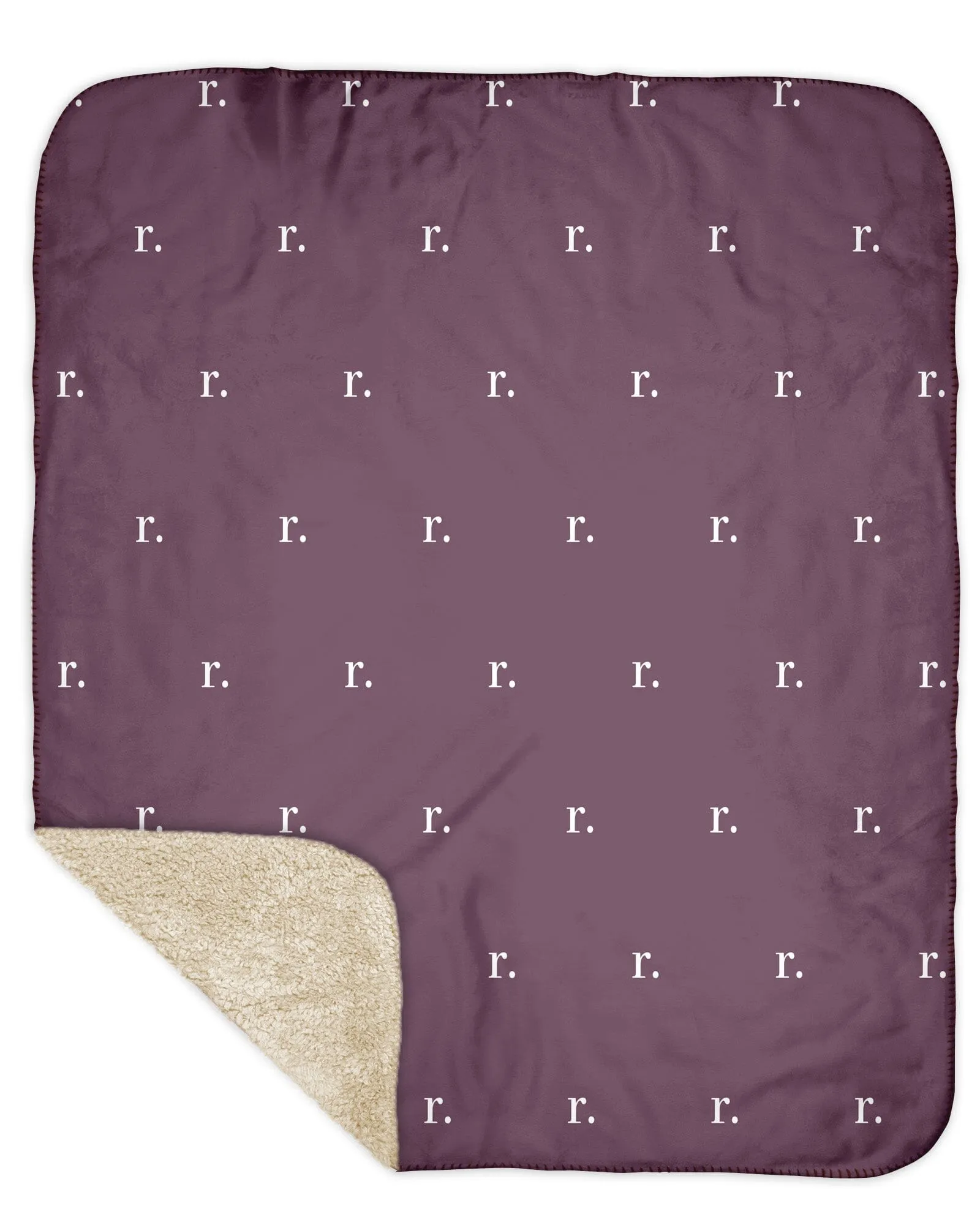 H3XHB Sherpa Back Simple Initial Monogram Blanket