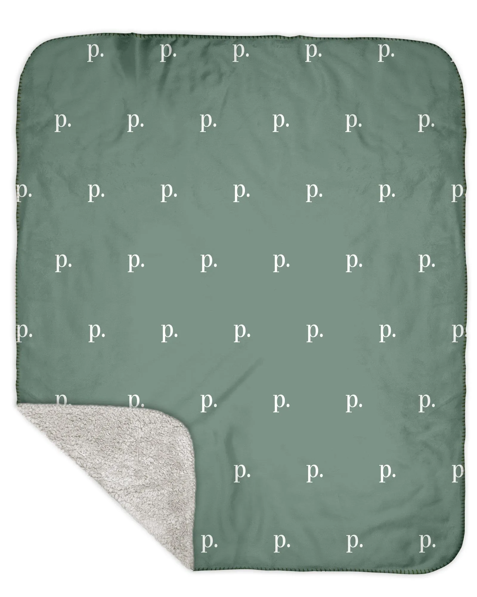 H3XHB Sherpa Back Simple Initial Monogram Blanket