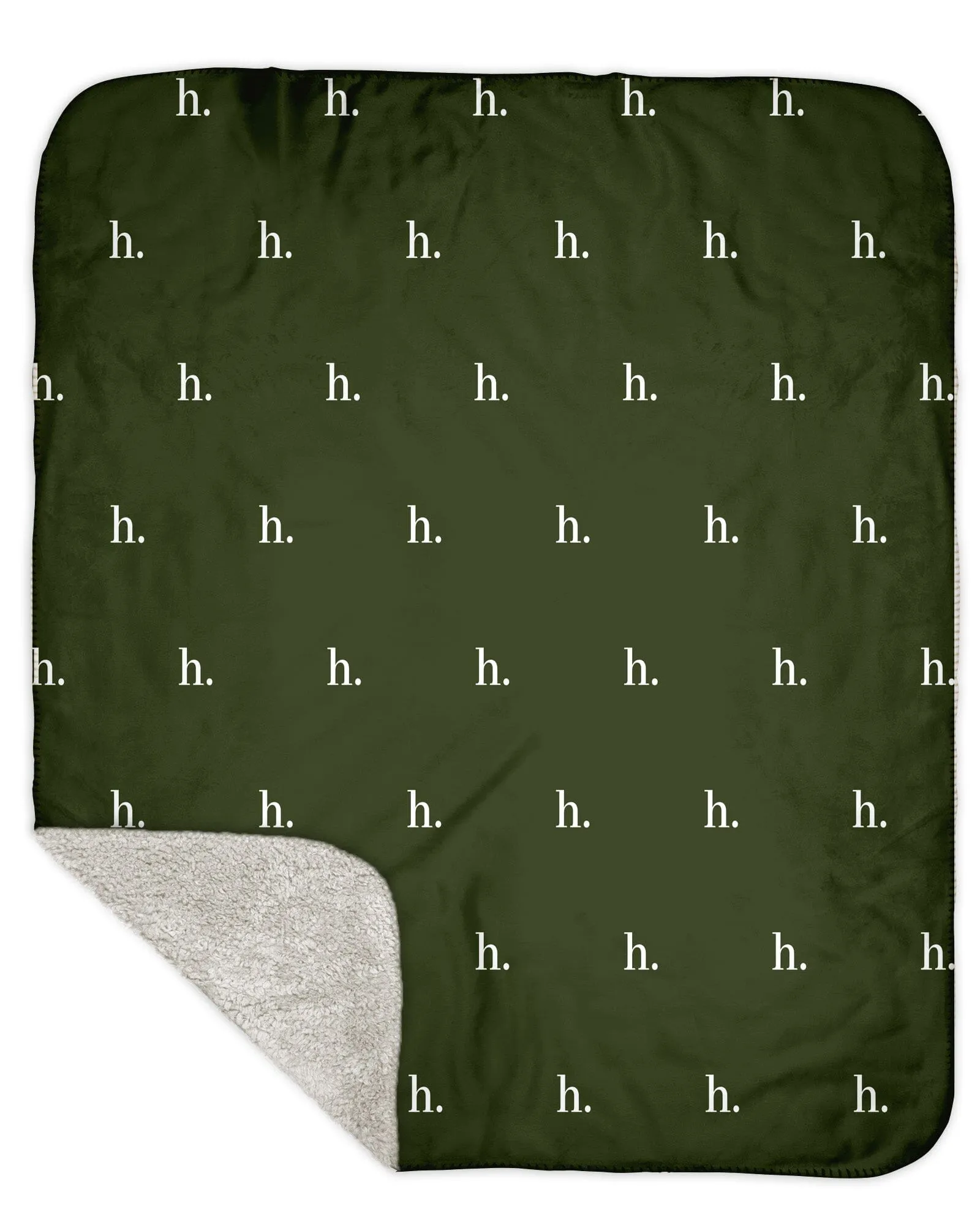 H3XHB Sherpa Back Simple Initial Monogram Blanket
