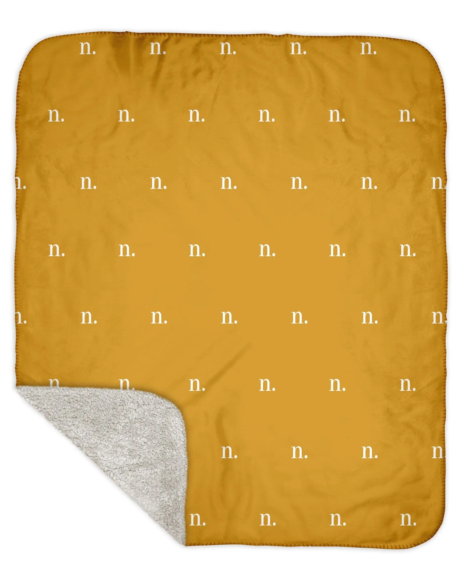 H3XHB Sherpa Back Simple Initial Monogram Blanket