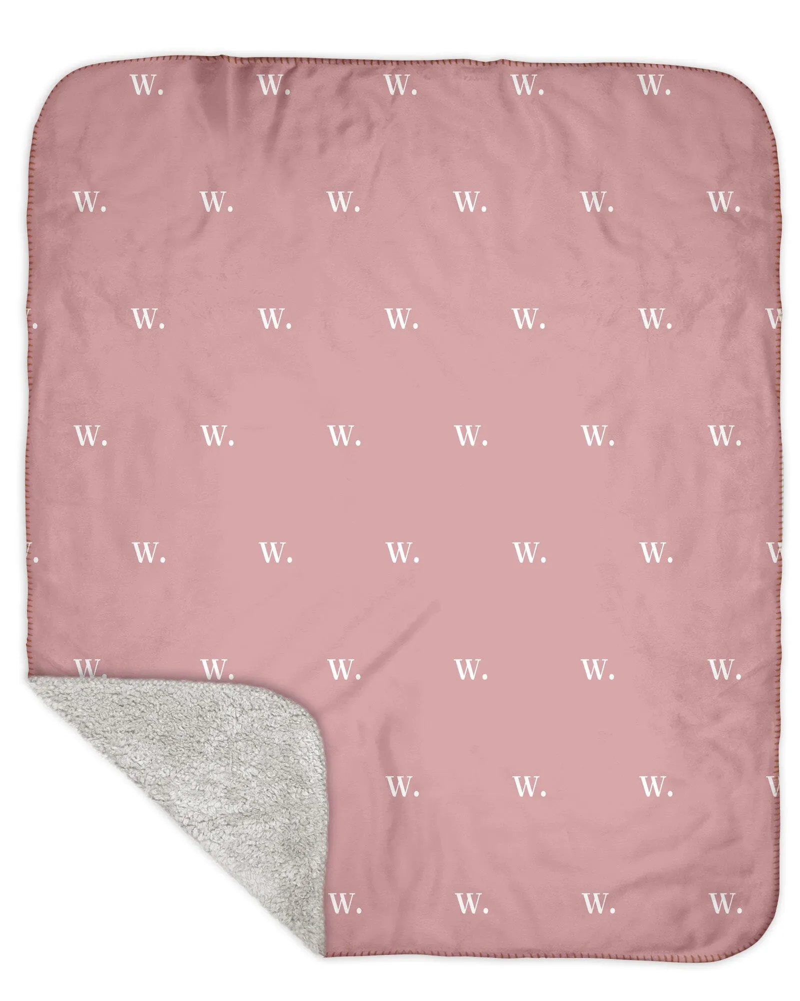 H3XHB Sherpa Back Simple Initial Monogram Blanket