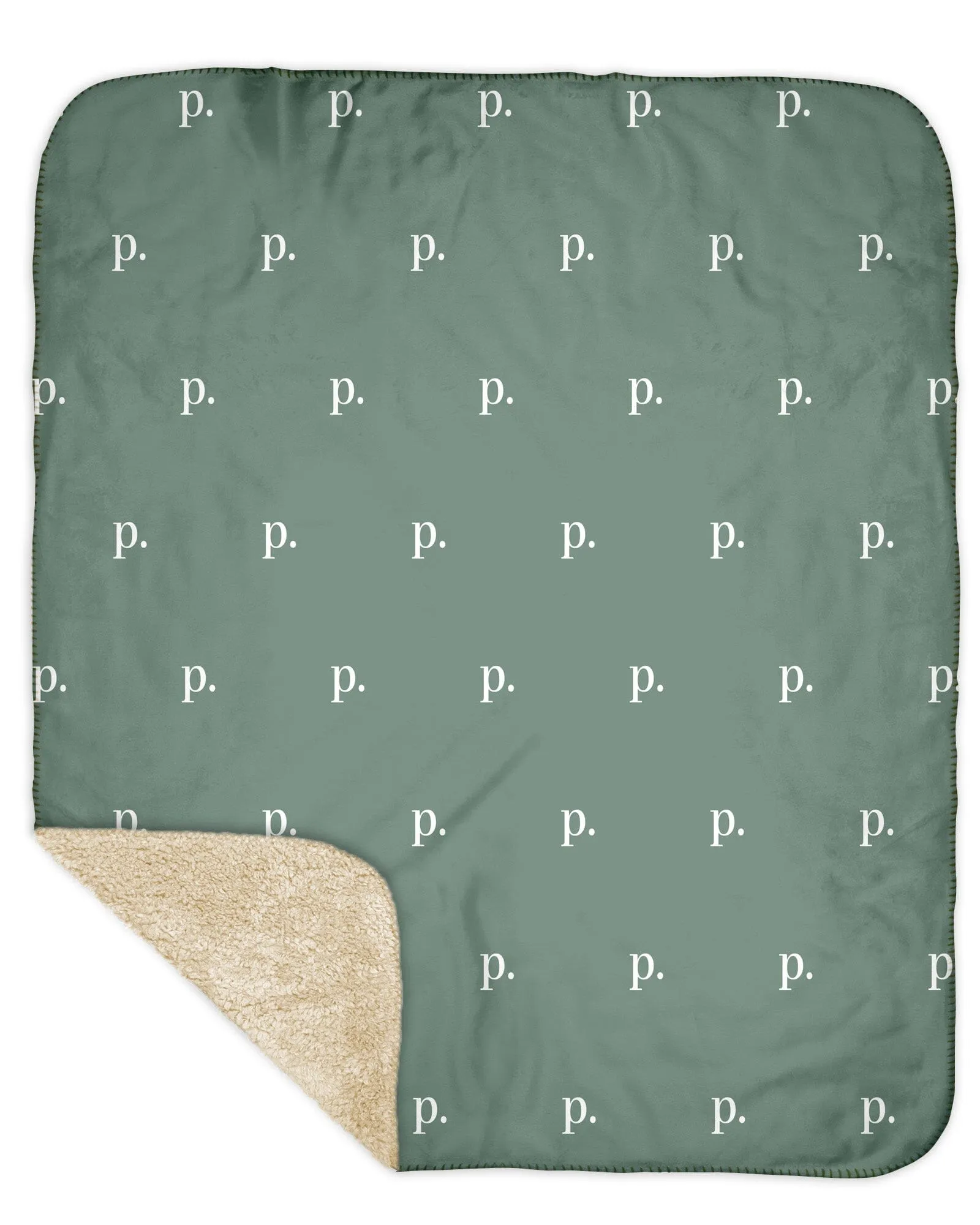 H3XHB Sherpa Back Simple Initial Monogram Blanket