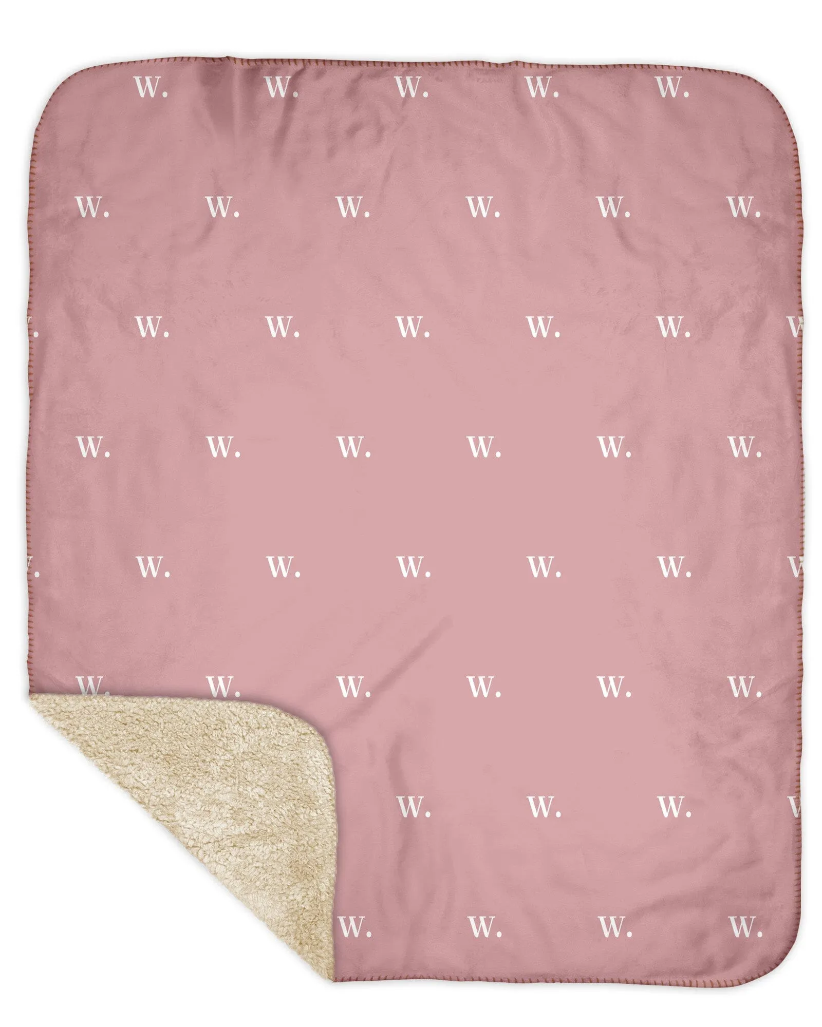 H3XHB Sherpa Back Simple Initial Monogram Blanket