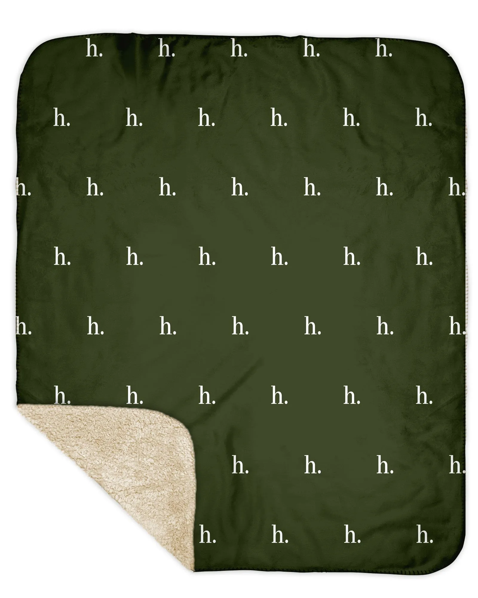H3XHB Sherpa Back Simple Initial Monogram Blanket