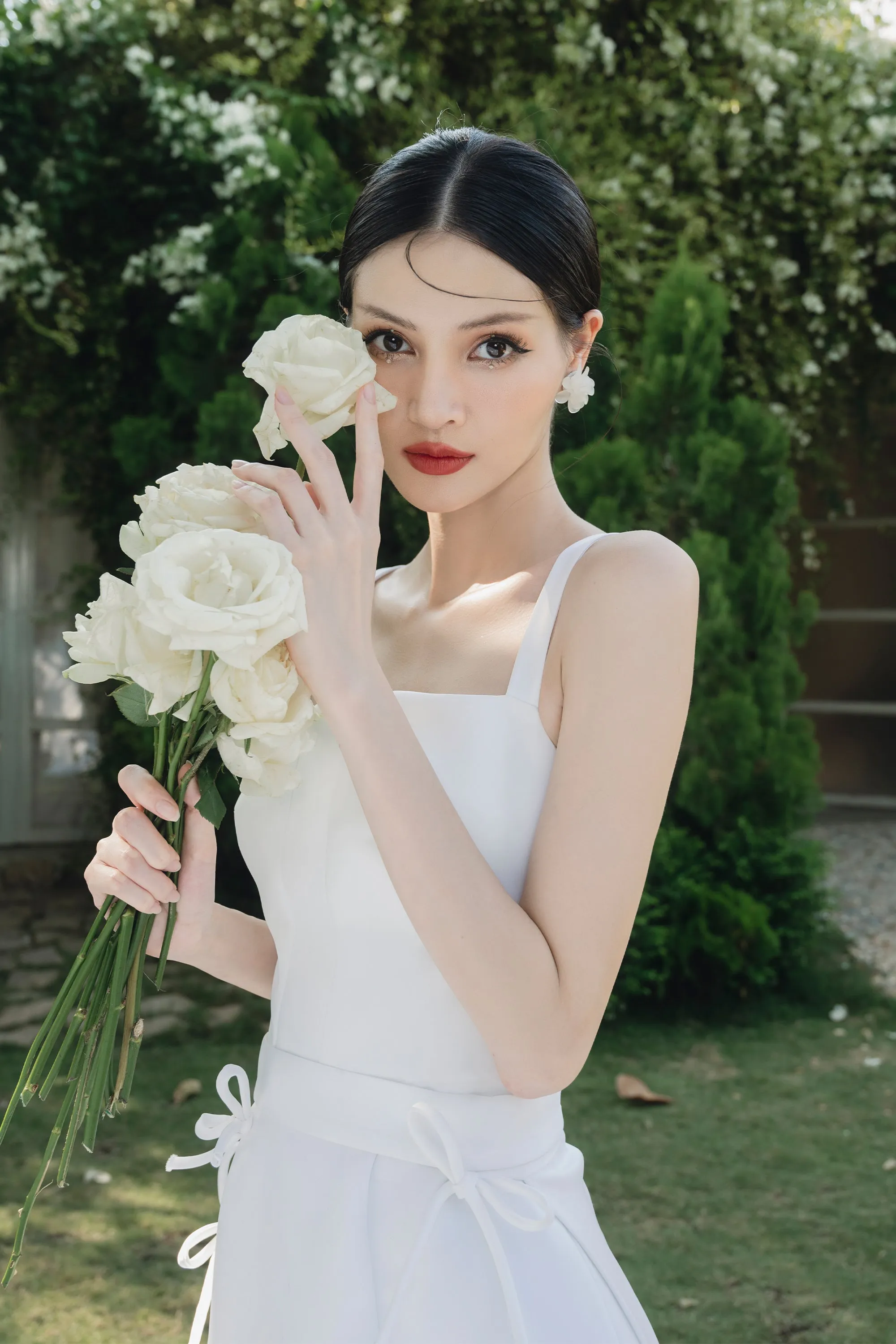 Hariett A-line Strappy Taffeta Midi Dress