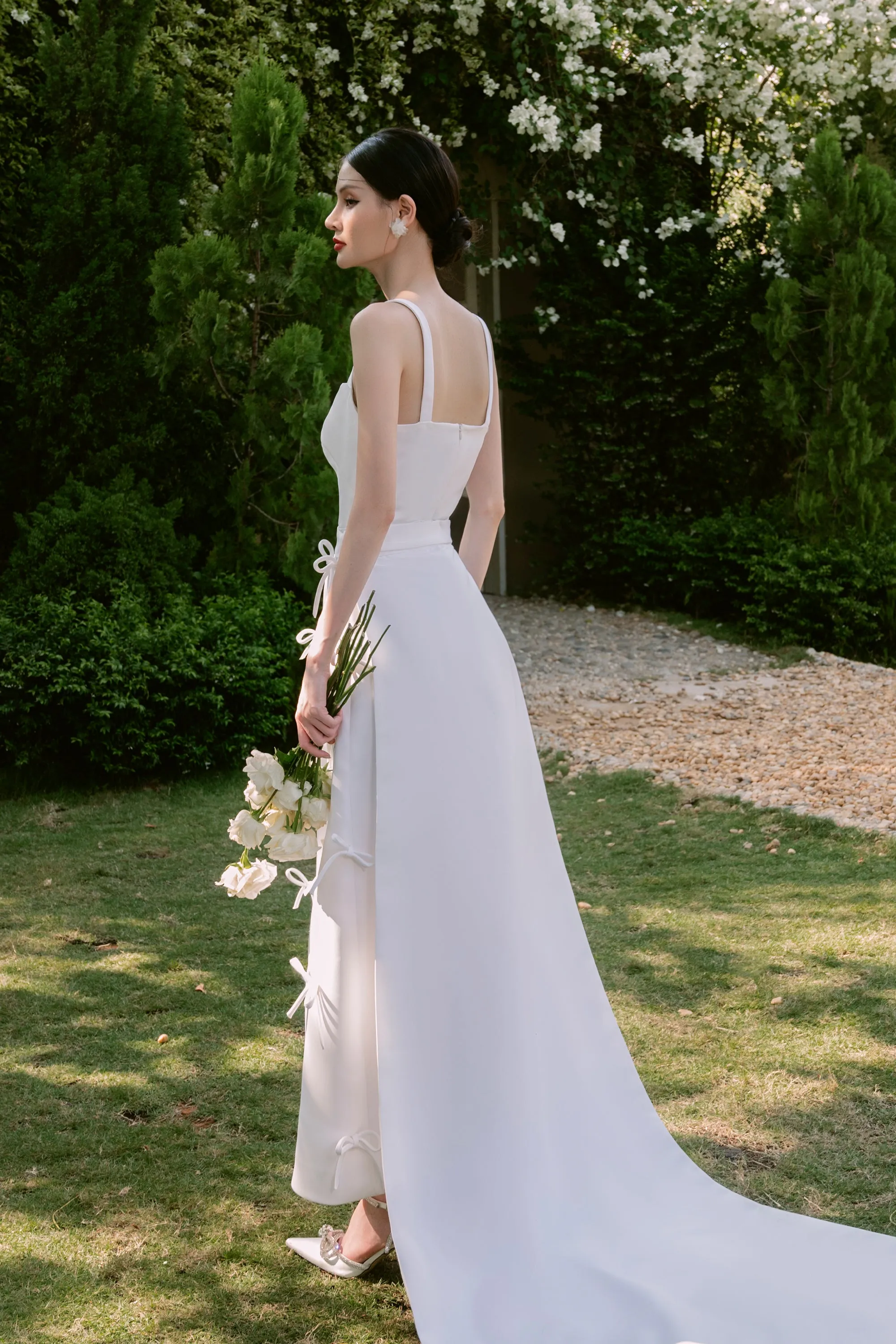 Hariett A-line Strappy Taffeta Midi Dress