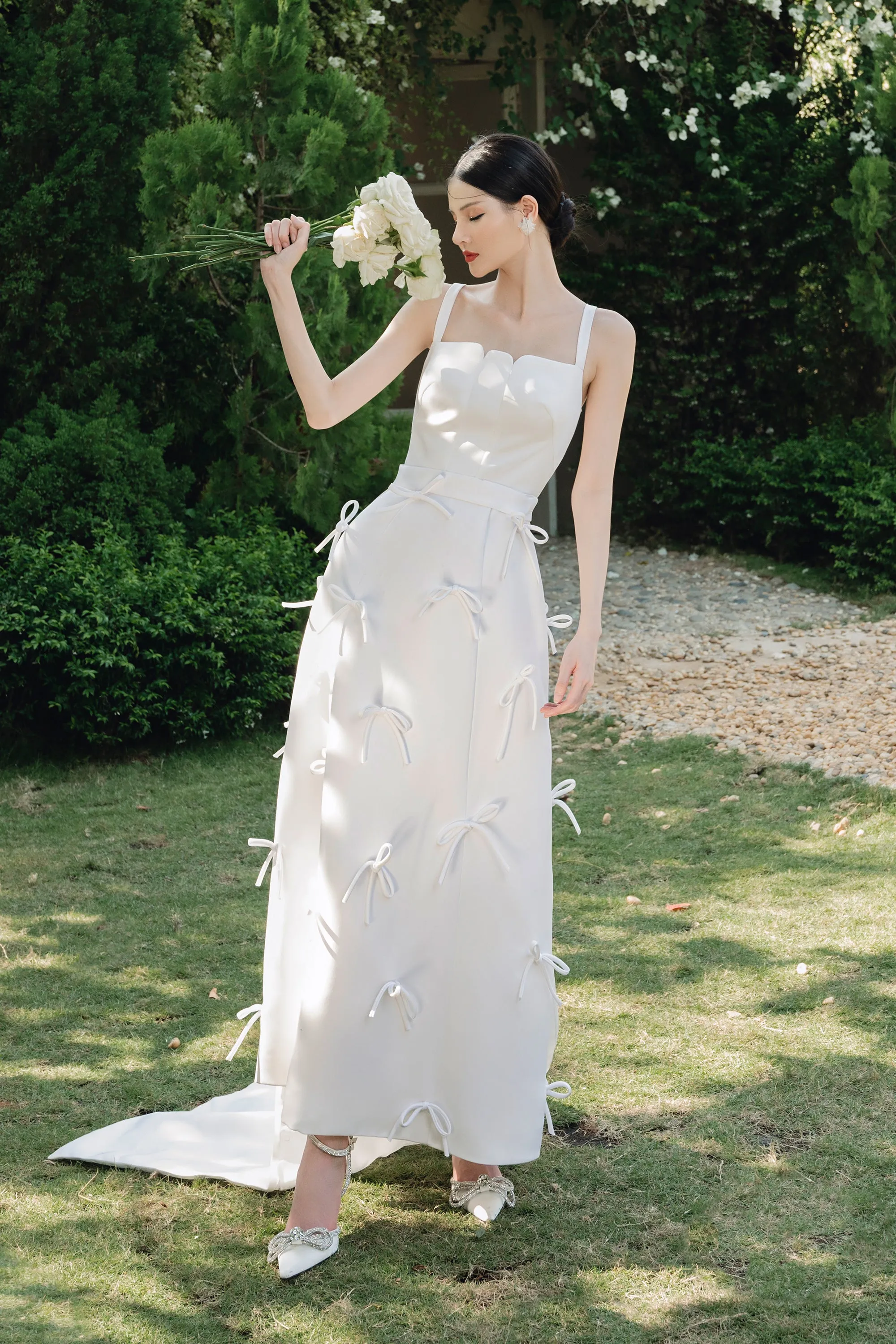 Hariett A-line Strappy Taffeta Midi Dress