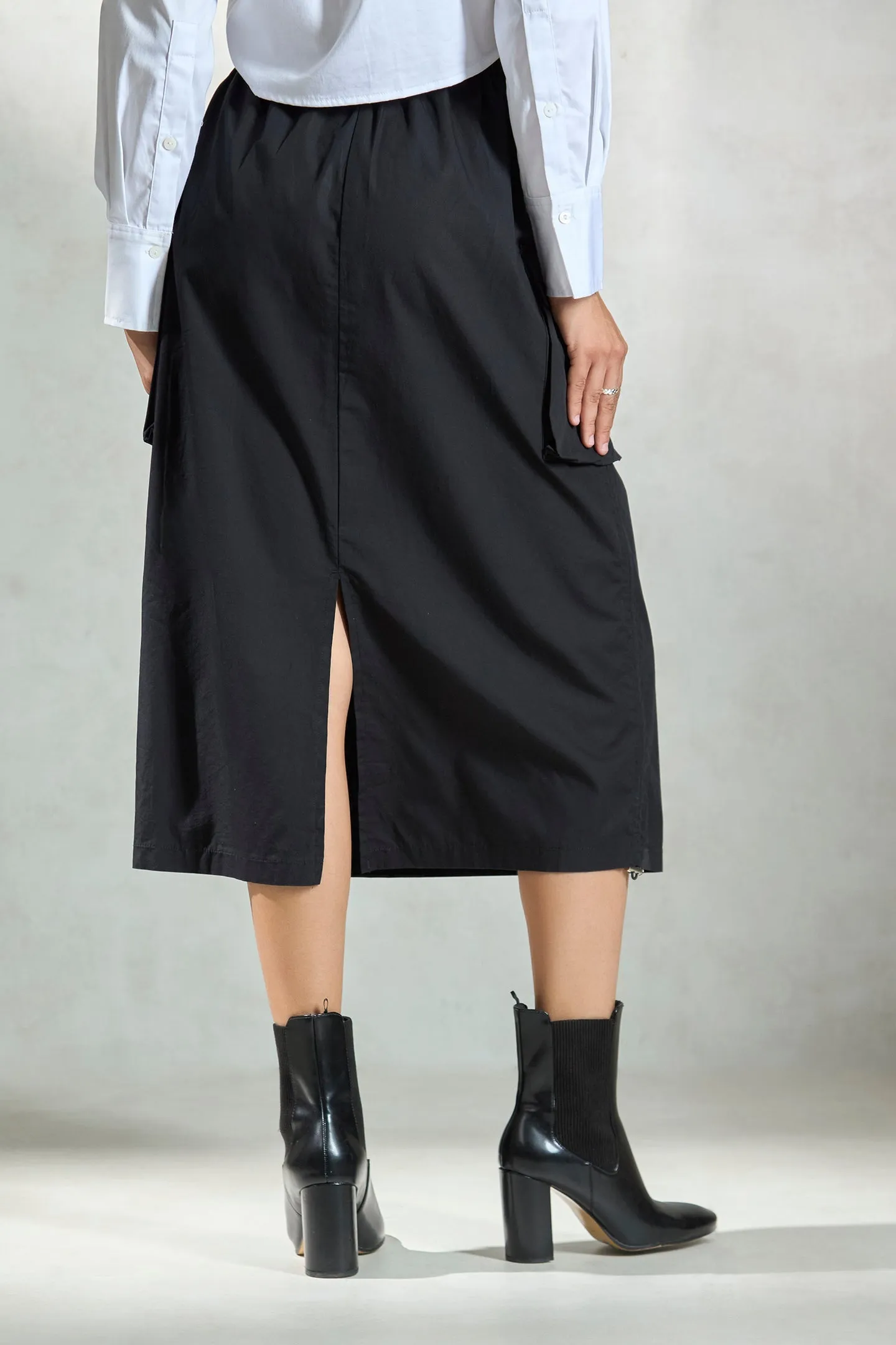 Inara|Cotton Drawcord Cargo Skirt