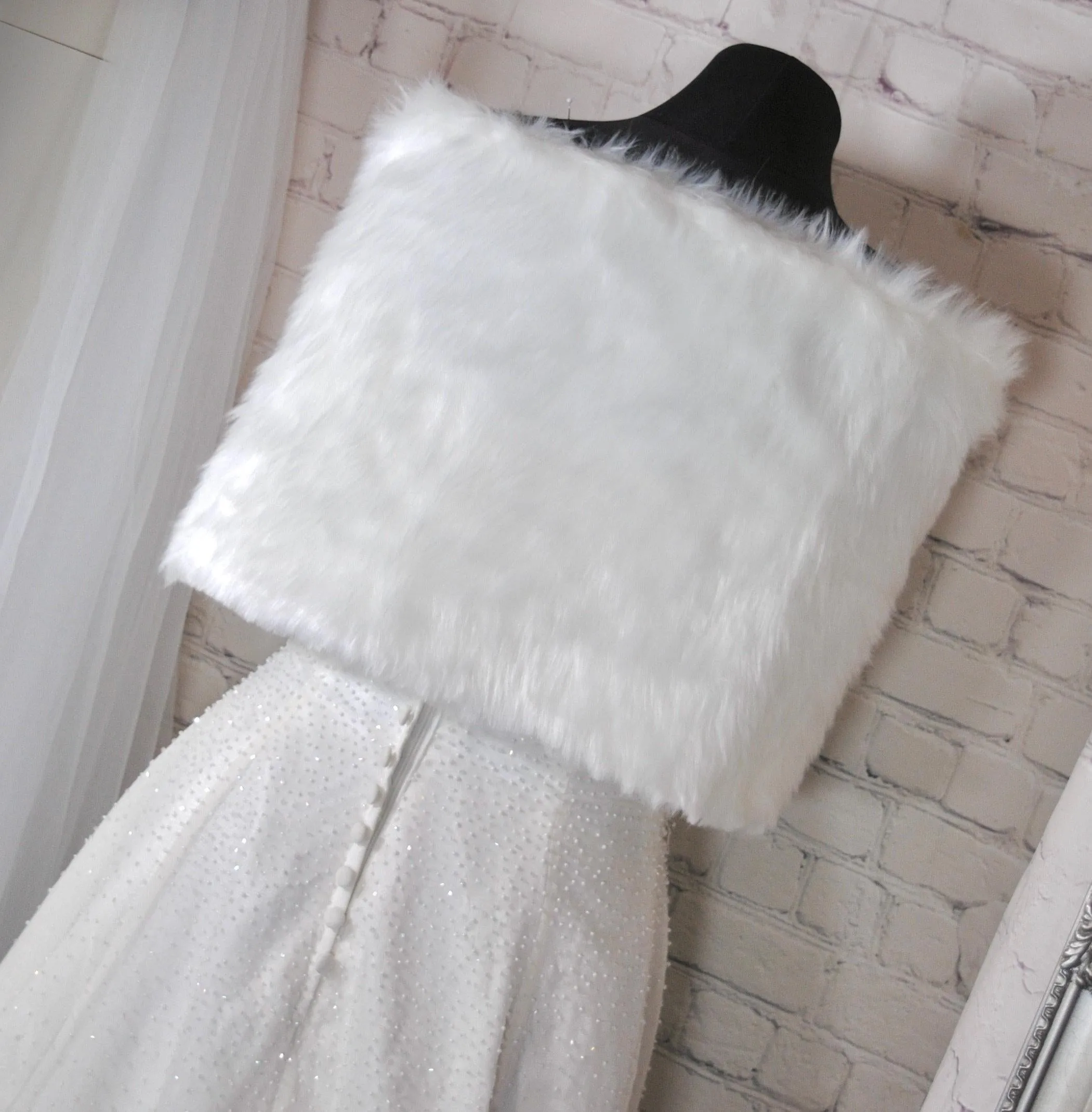Ivory Faux Fur Bridal Cape