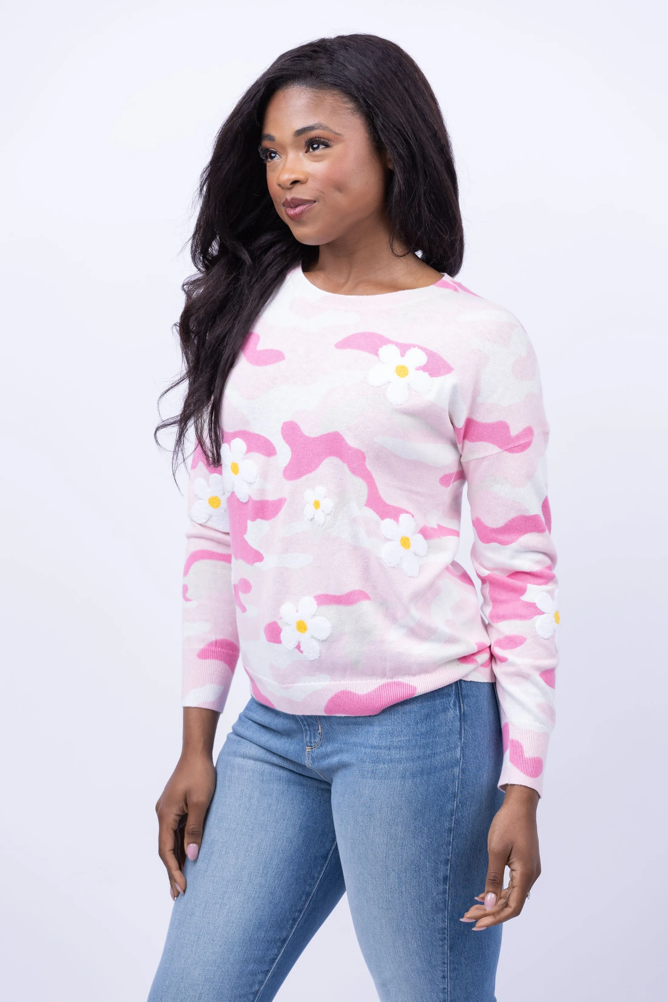 J Society Camo Crew Sweater in Pink