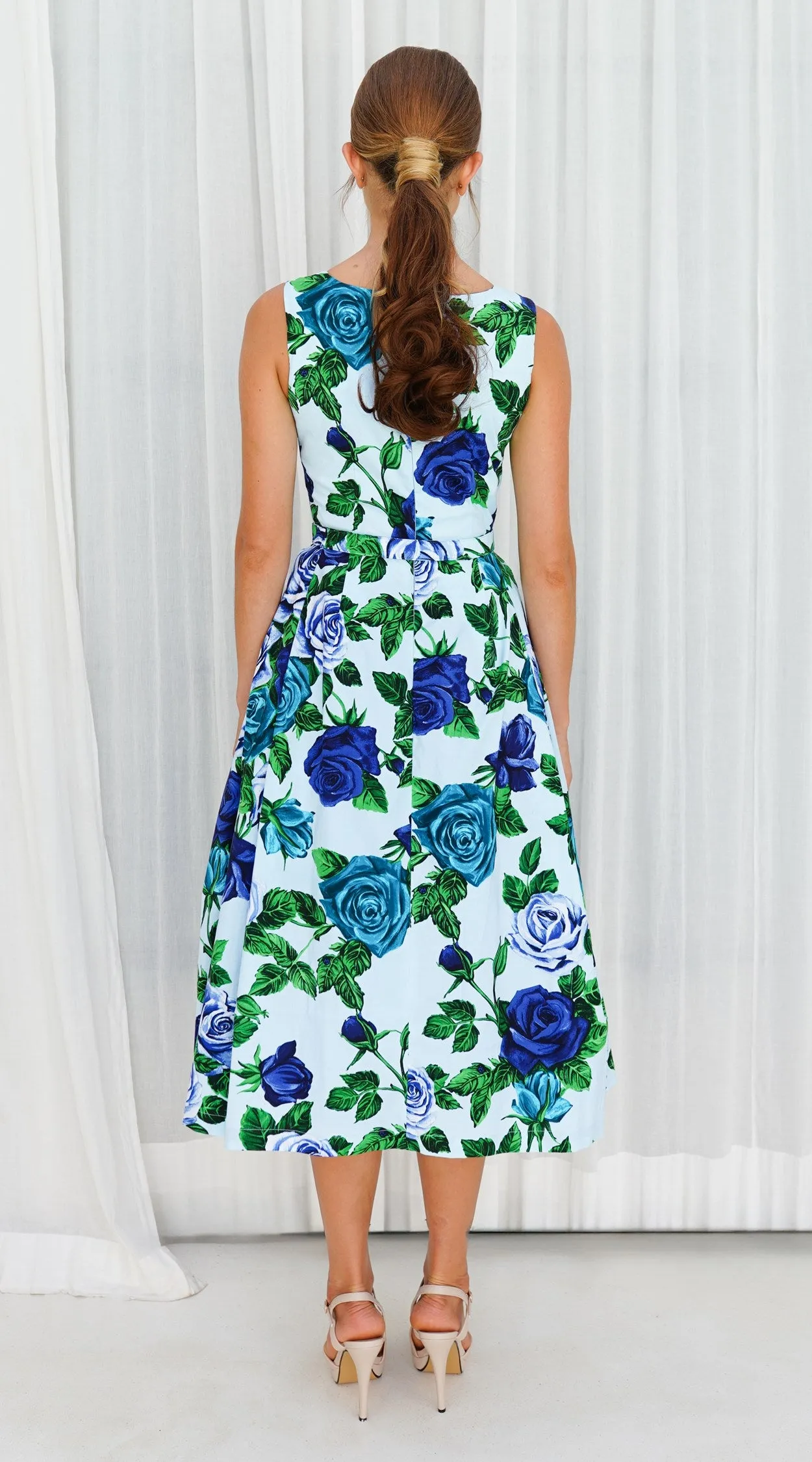 Lana Dress Boat Neck Sleeveless Midi Length Cotton Stretch (Charlotte Rose Big)