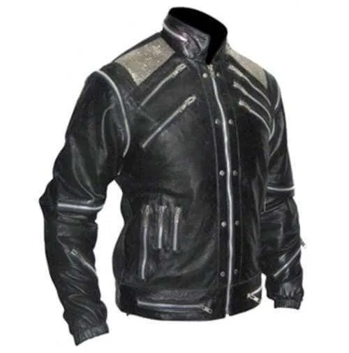 Leather Madness Michael Jackson Beat It Black Genuine Leather Jacket