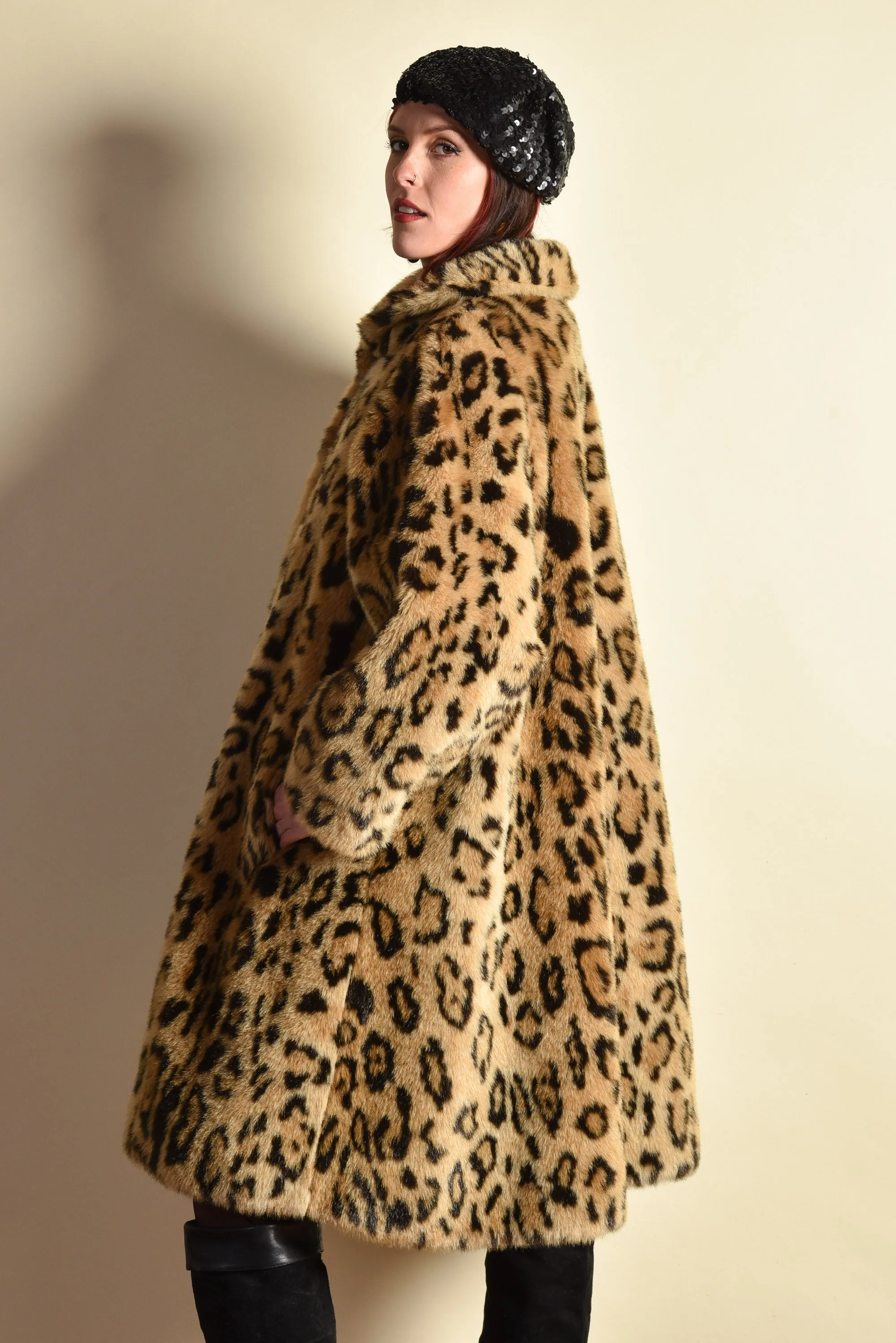 Leyla 1980s Leopard Print Swing Coat