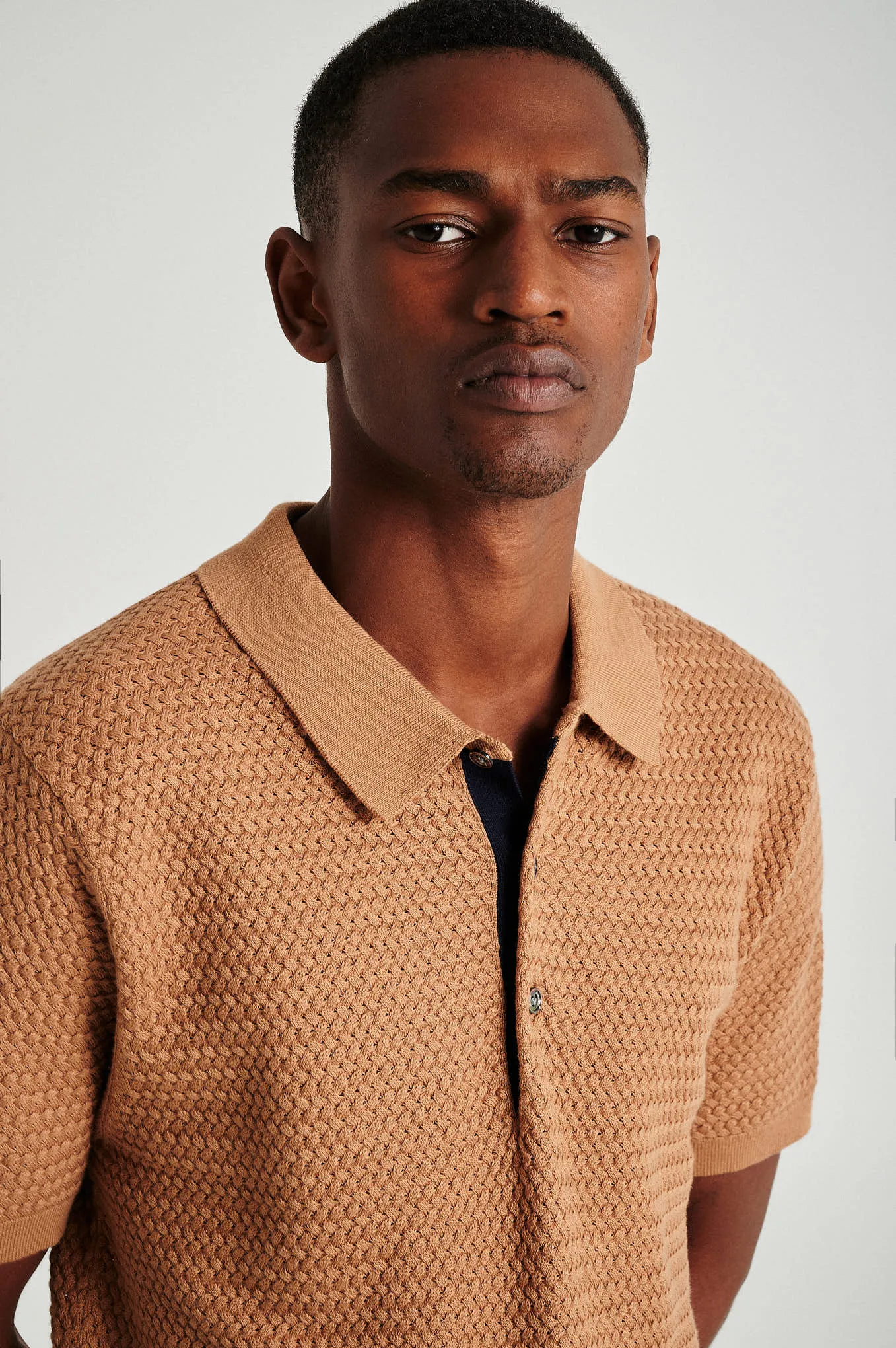 Men'short sleeve organic cotton polo sweater