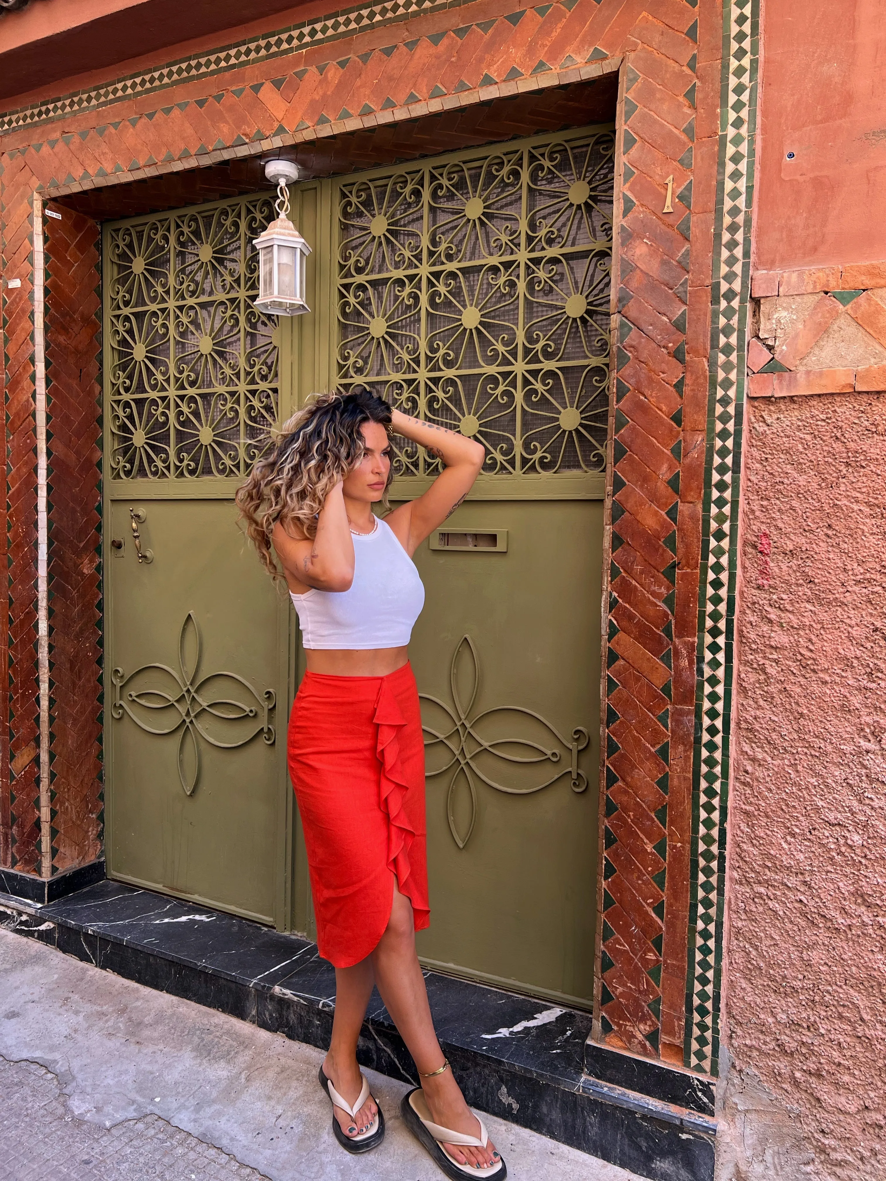 Najah Linen Skirt Orange