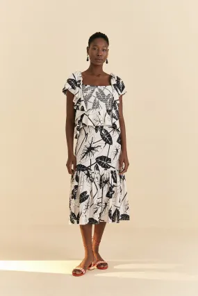 Off-White Graphic Leaves Midi Dress