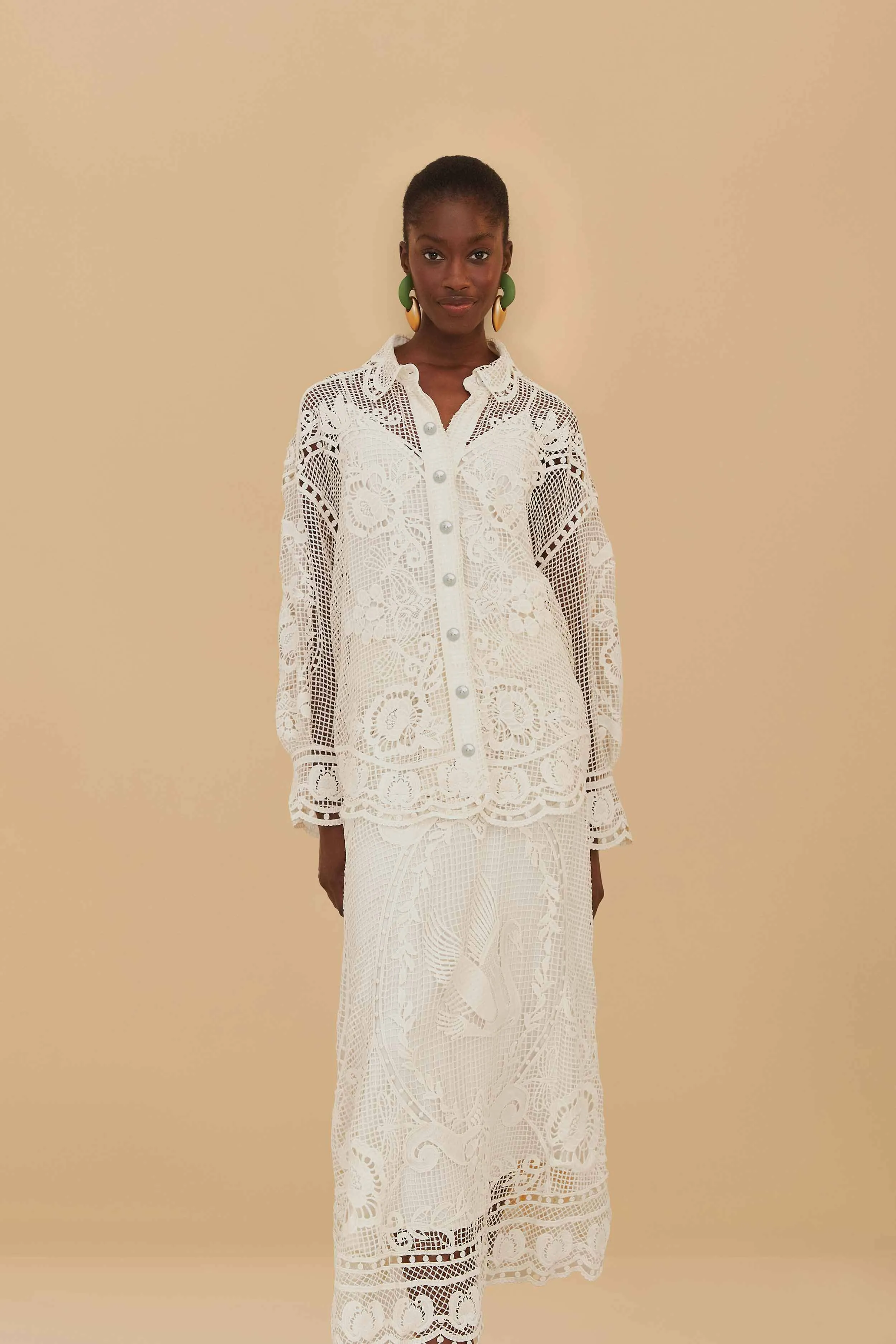 Off-White Swan Lake Guipure Midi Skirt