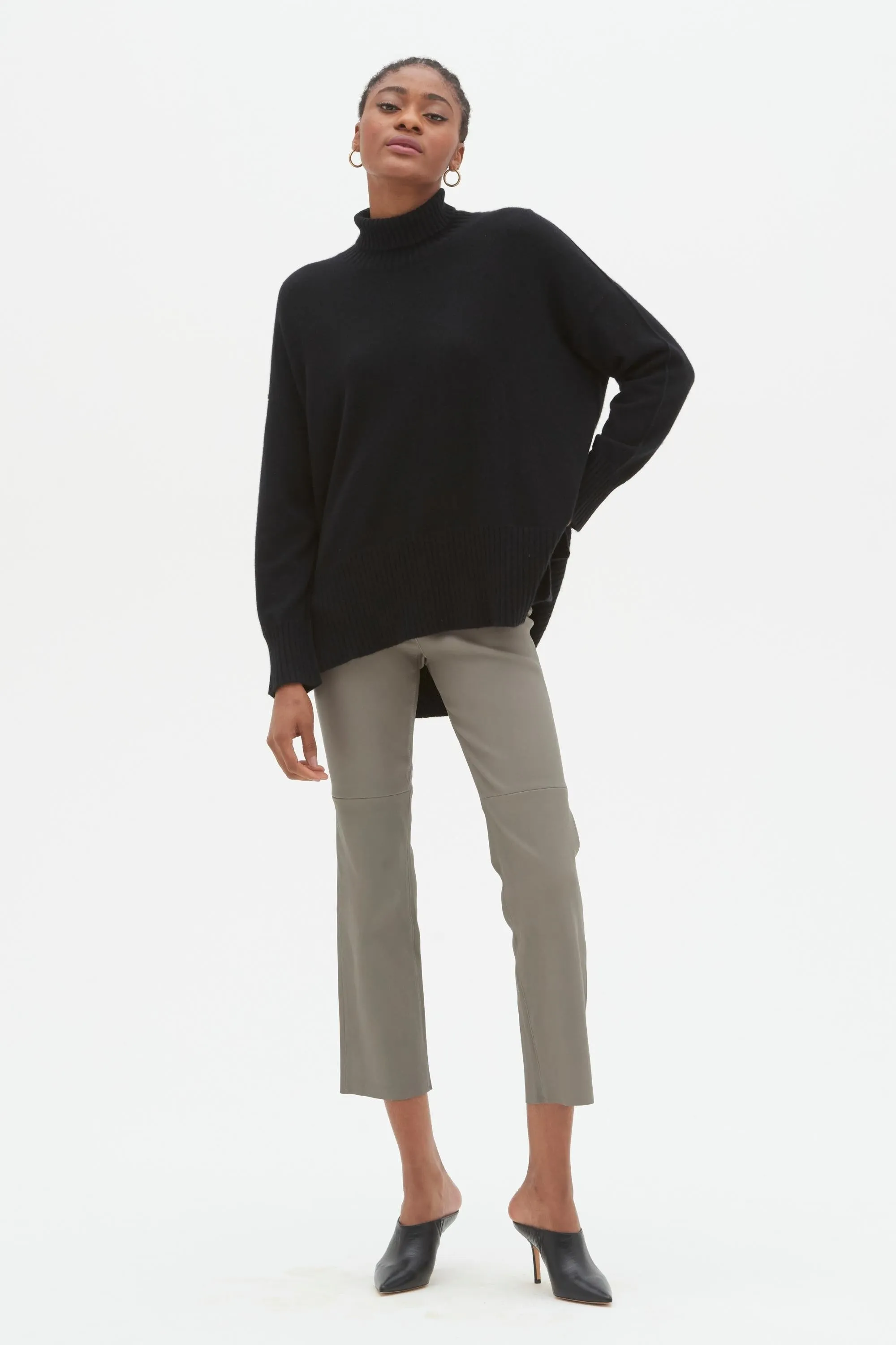 Oversized Cashmere Polo Neck Sweater - Made to Order