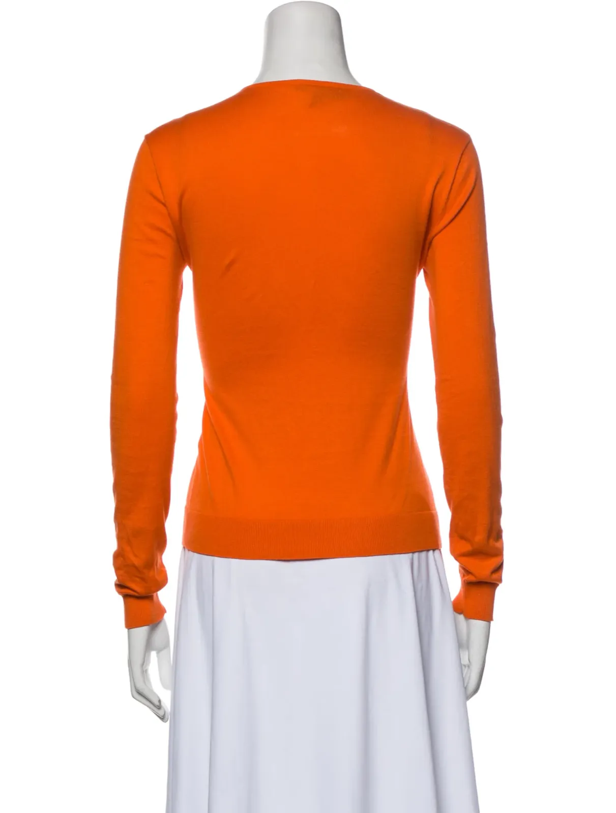 Ralph Lauren Pure Cashmere Neon Orange V neck Jumper Sweater Size M medium ladies