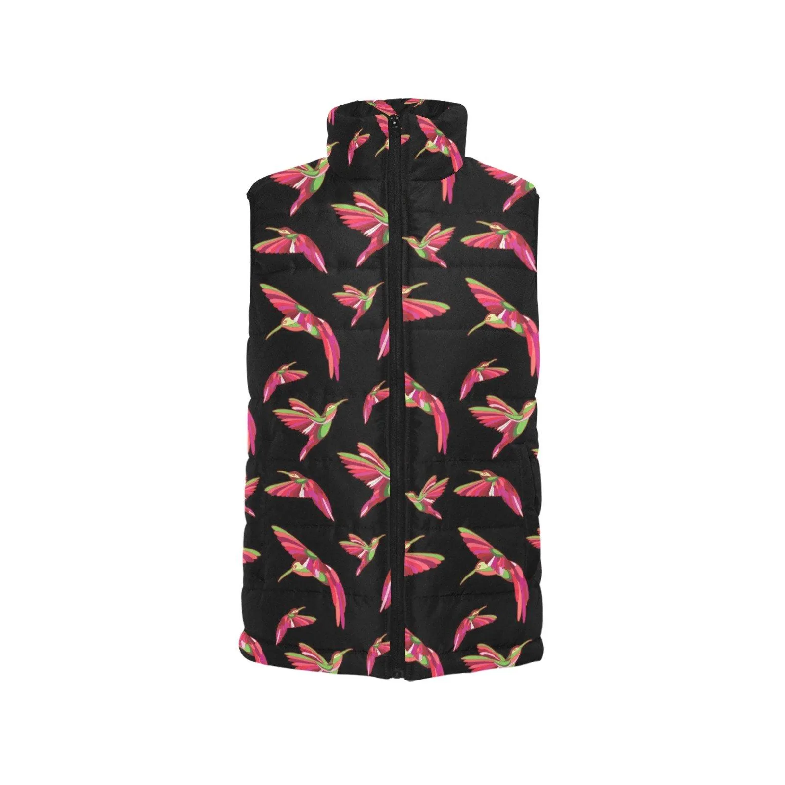 Red Swift Colourful Black Women's Padded Vest Jacket