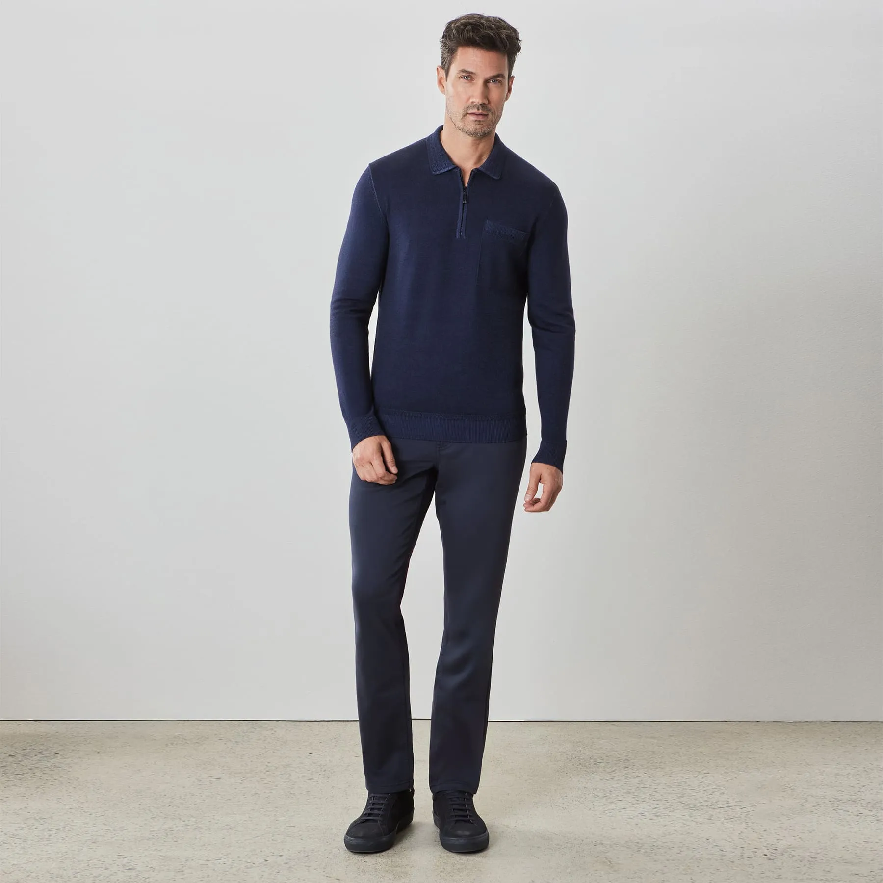 Robert Barakett Alberni Long Sleeve Zip Polo Sweater