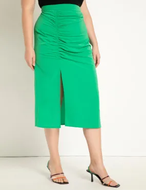Ruched Front Skirt in Fern Green